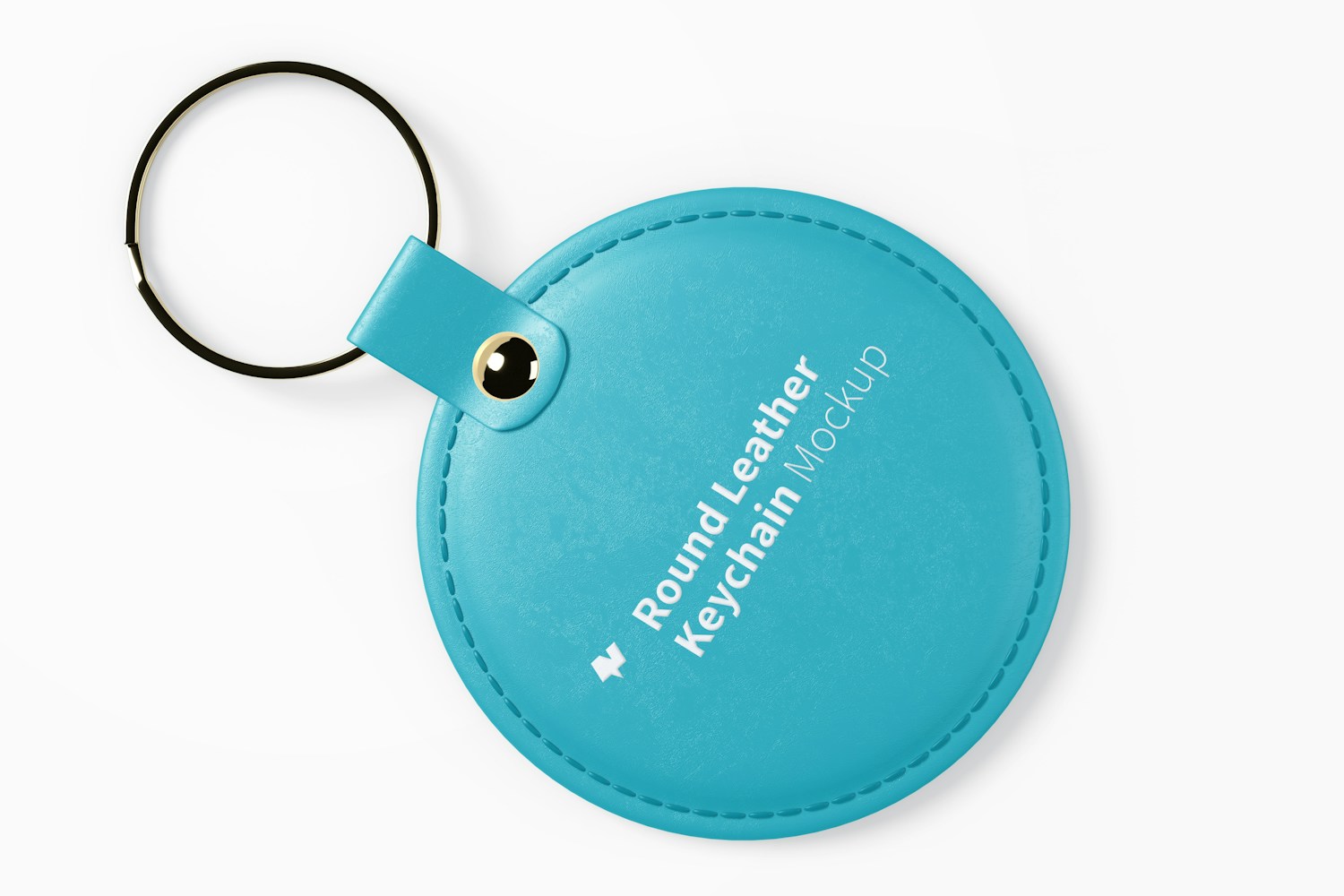 Round Leather Keychain Mockup, Top View