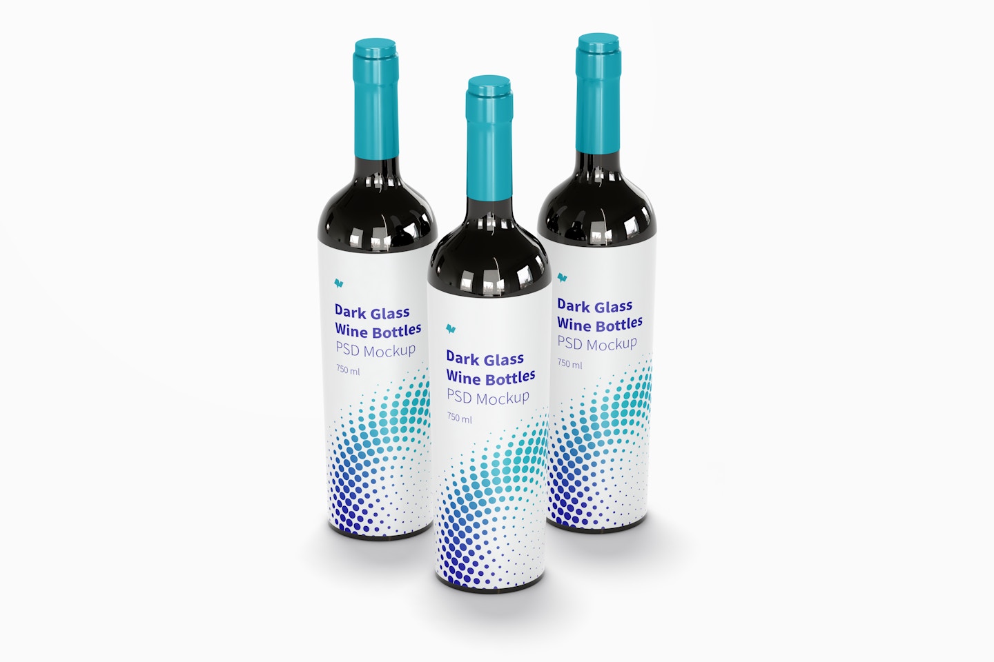 Dark Glass Wine Bottles Set Mockup