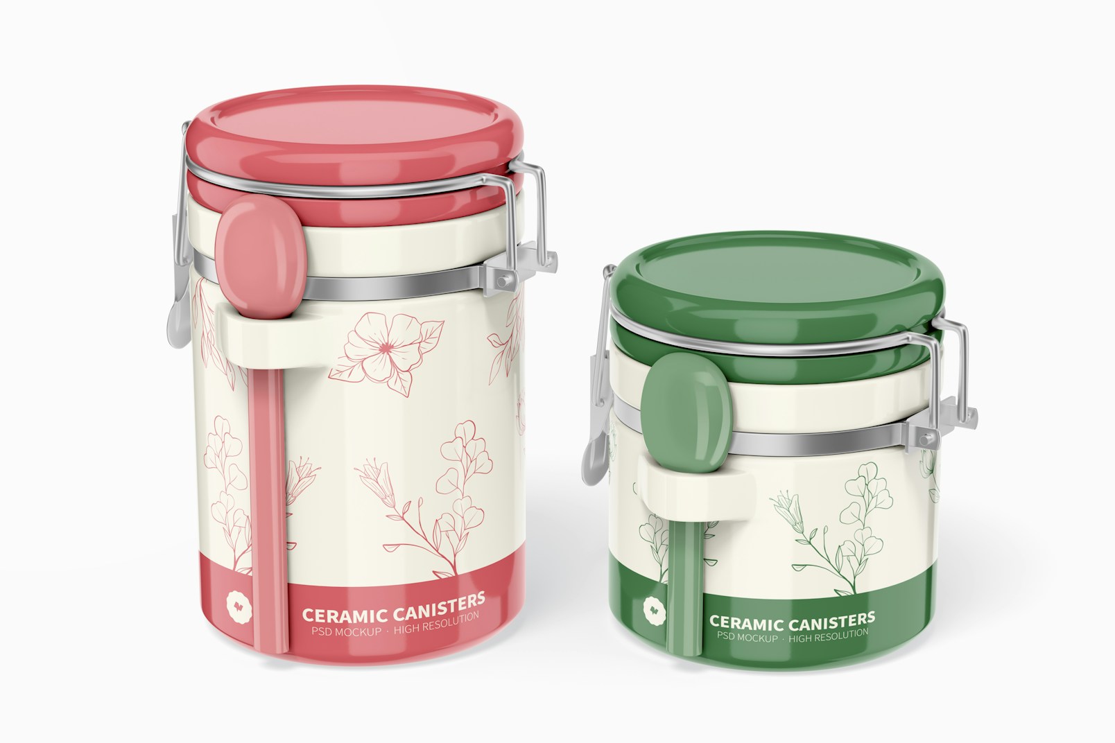 Ceramic Canisters with Spoon Mockup