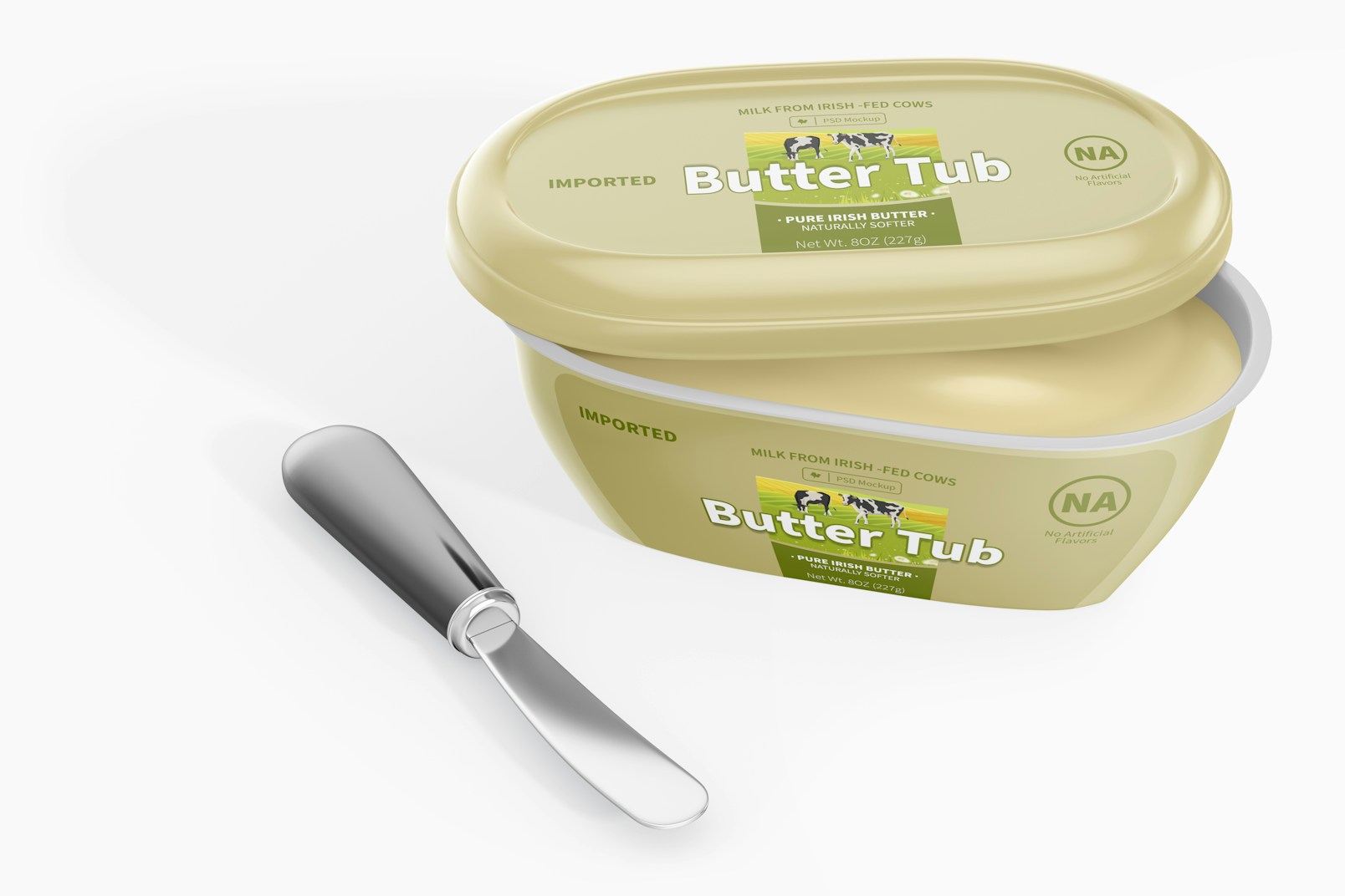 227gr Butter Tub Mockup, Top View