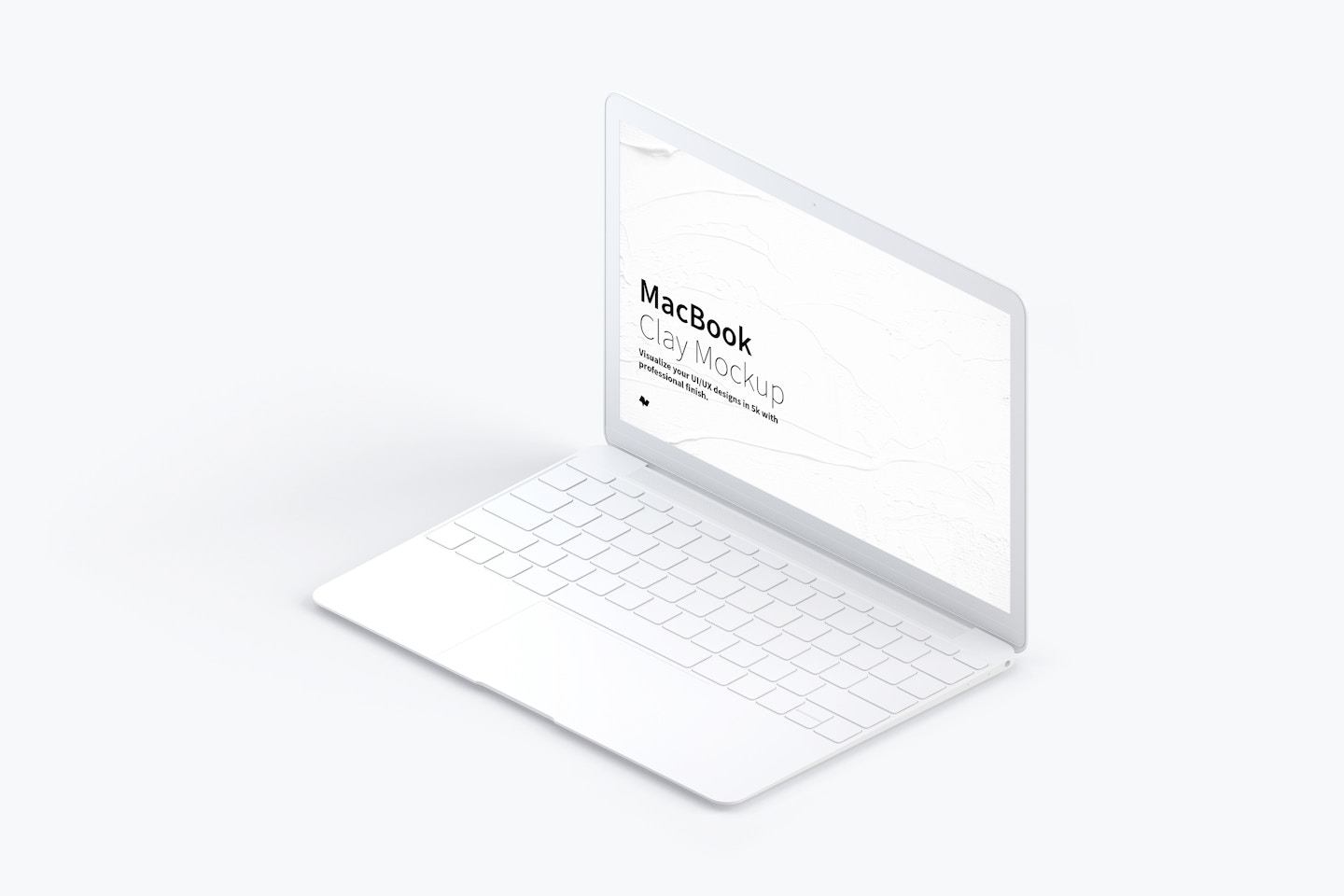 Clay MacBook Mockup, Isometric Right View