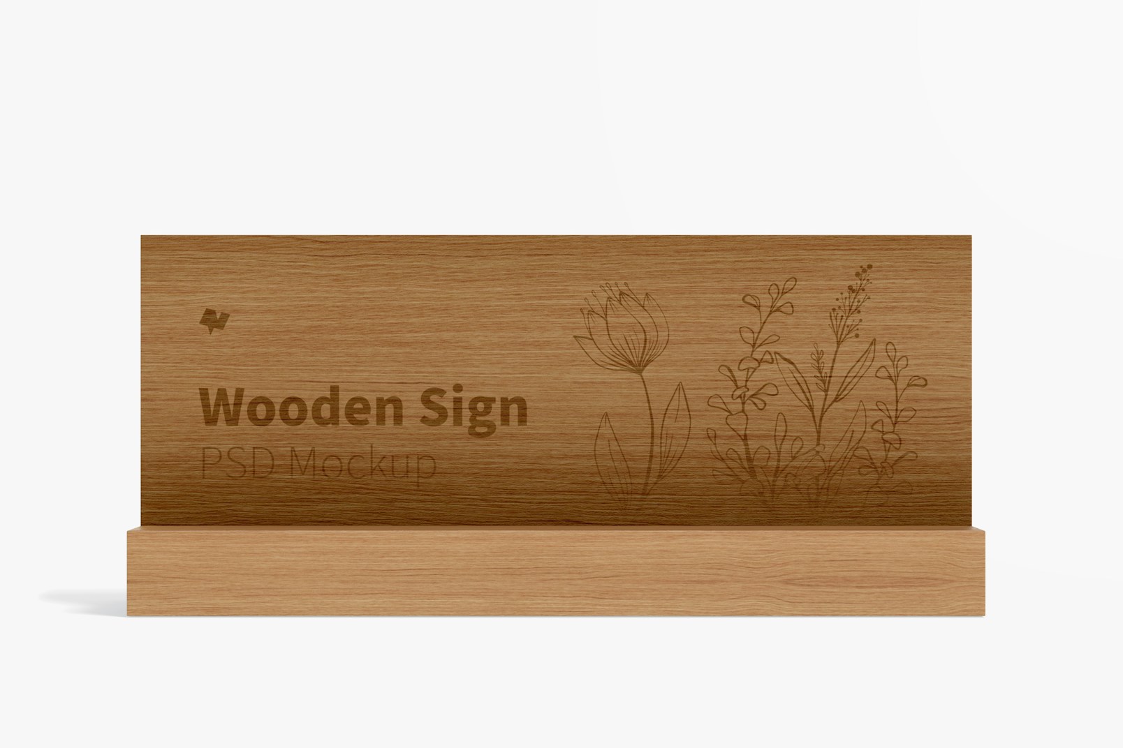 Wooden Sign Mockup, Front View