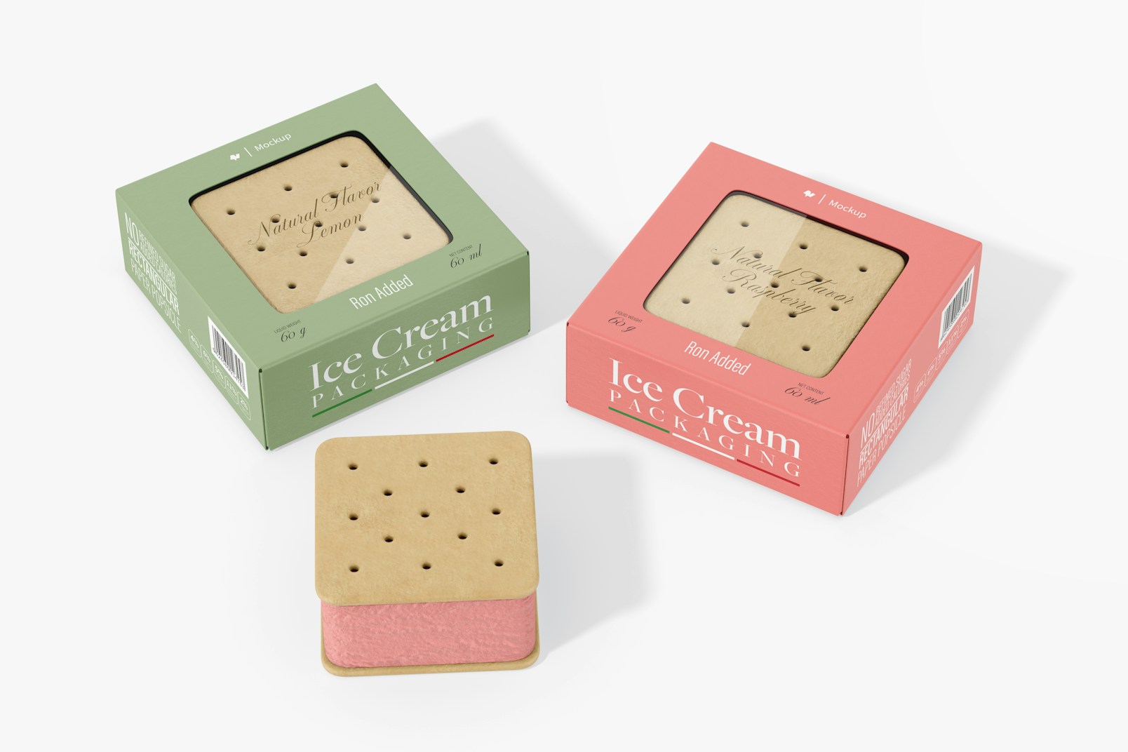 Ice Cream Boxes with Window Mockup