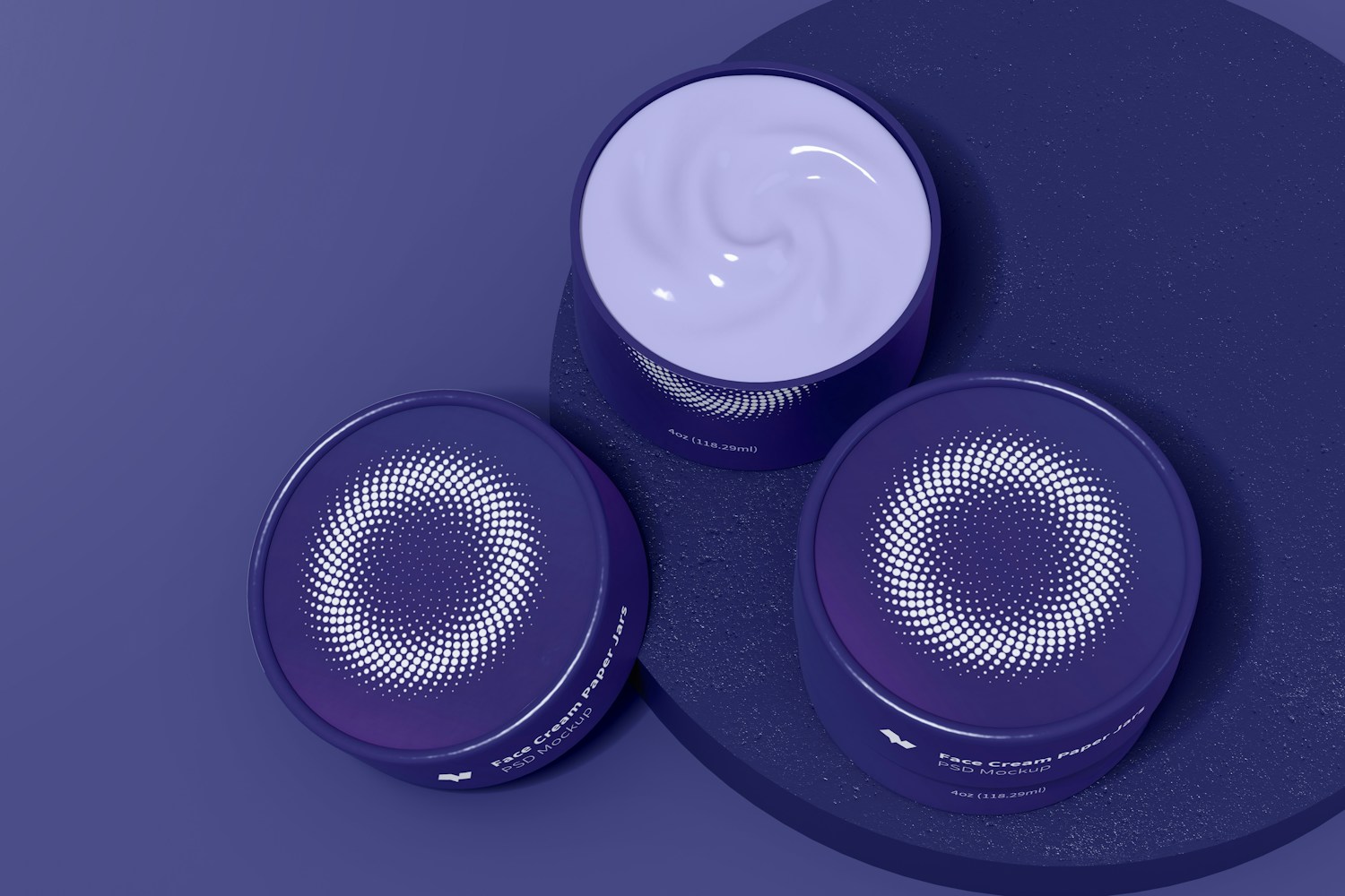 4oz Face Cream Paper Jars Mockup, with Round Stone 4oz Face Cream Paper Jars Mockup, with Round Stone