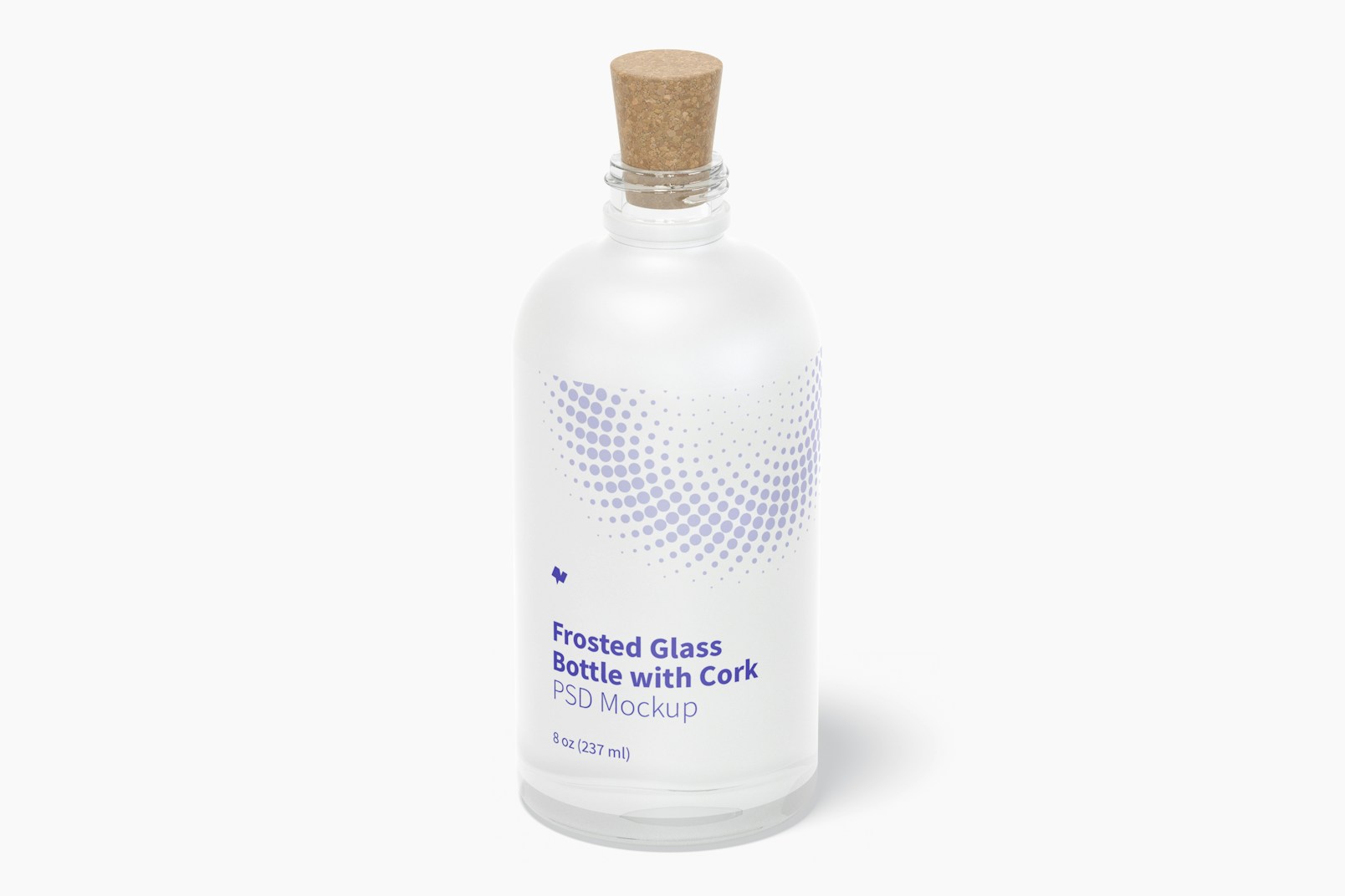 Frosted Glass Bottle with Cork Mockup