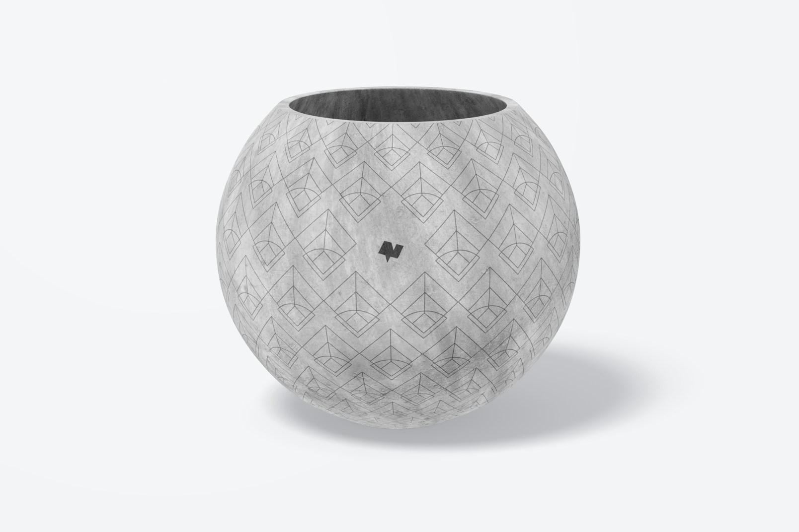 Large Round Cement Planter Mockup, Front View