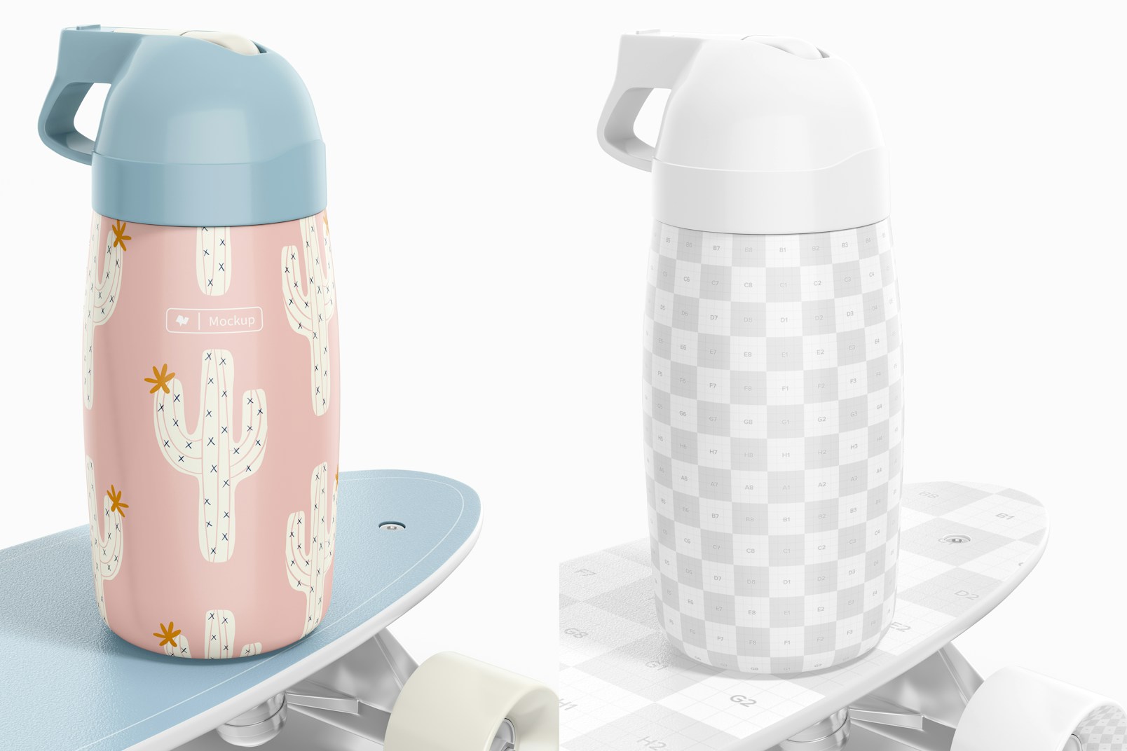 Bottle with Straw for Kids Mockup, Perspective