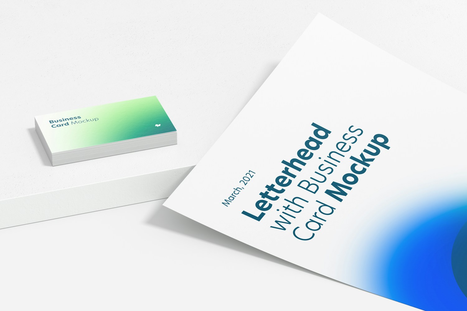 Letterhead with Business Card Mockup, Close-Up