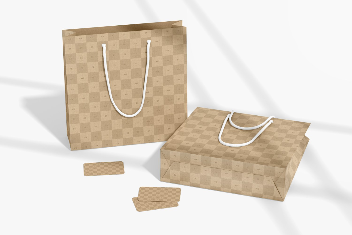 Shopping Bags with Stationary Mockup, Dropped and Standing