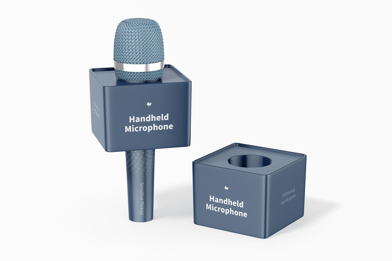 Handheld Microphone with Cube Mockup