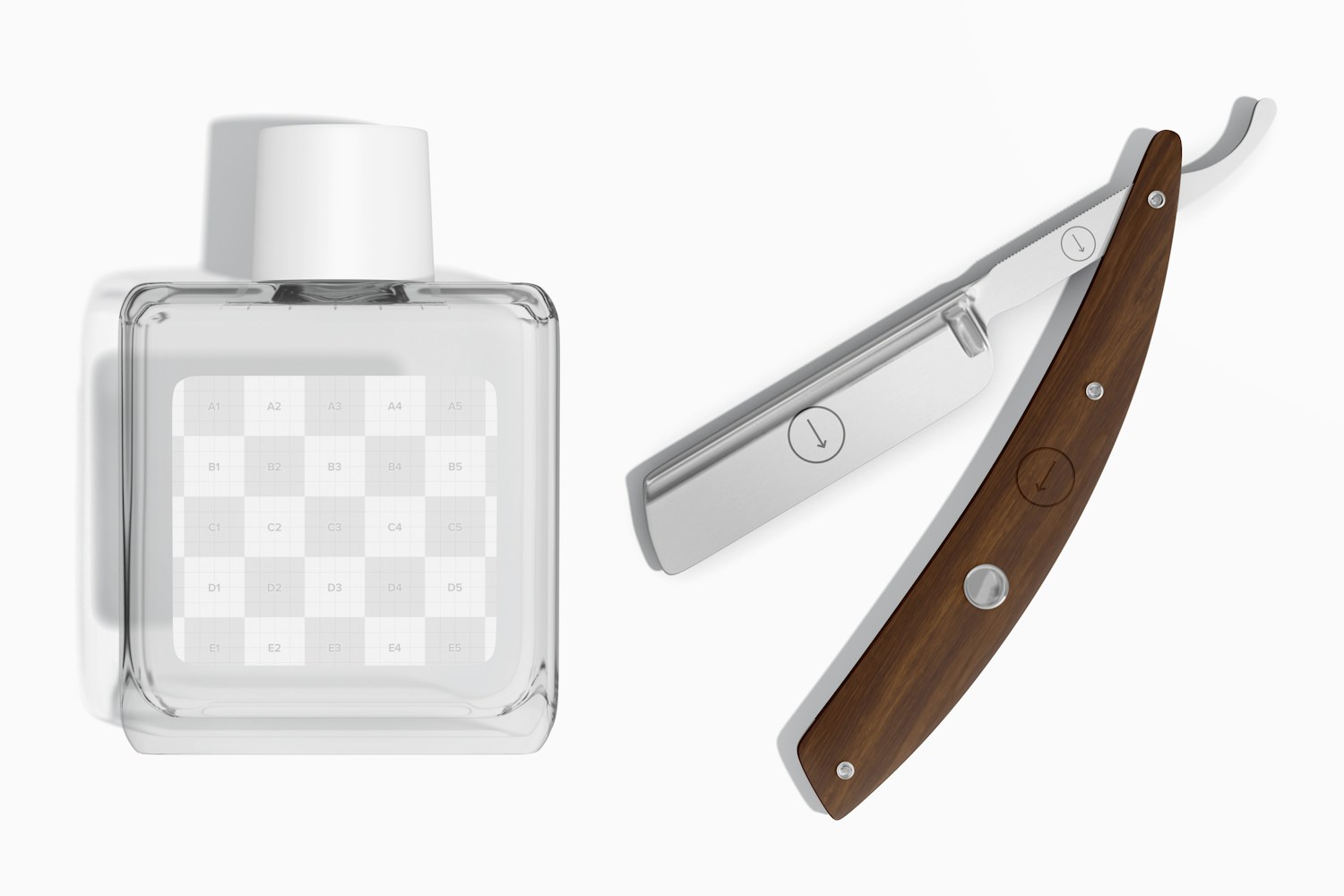 After Shave Lotion Mockup, with Razor