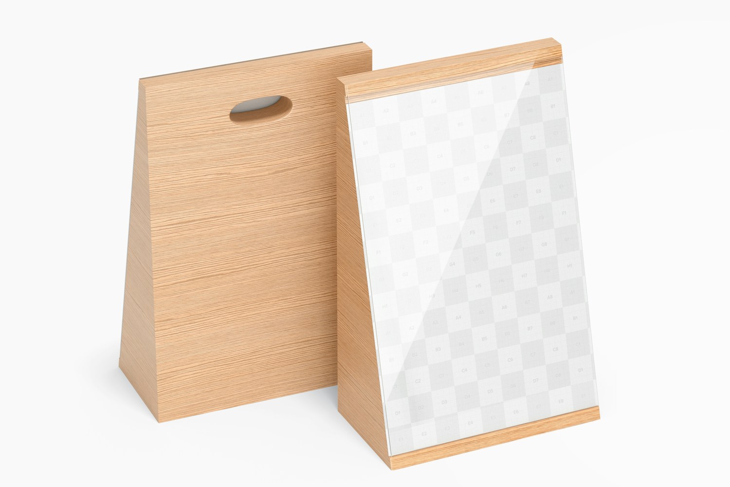 Wood Card Frame Holders Mockup, Right View