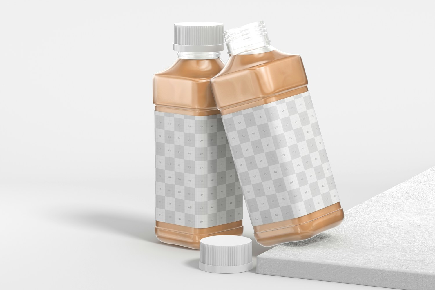 16 oz Iced Coffee Bottles Mockup, Opened and Closed