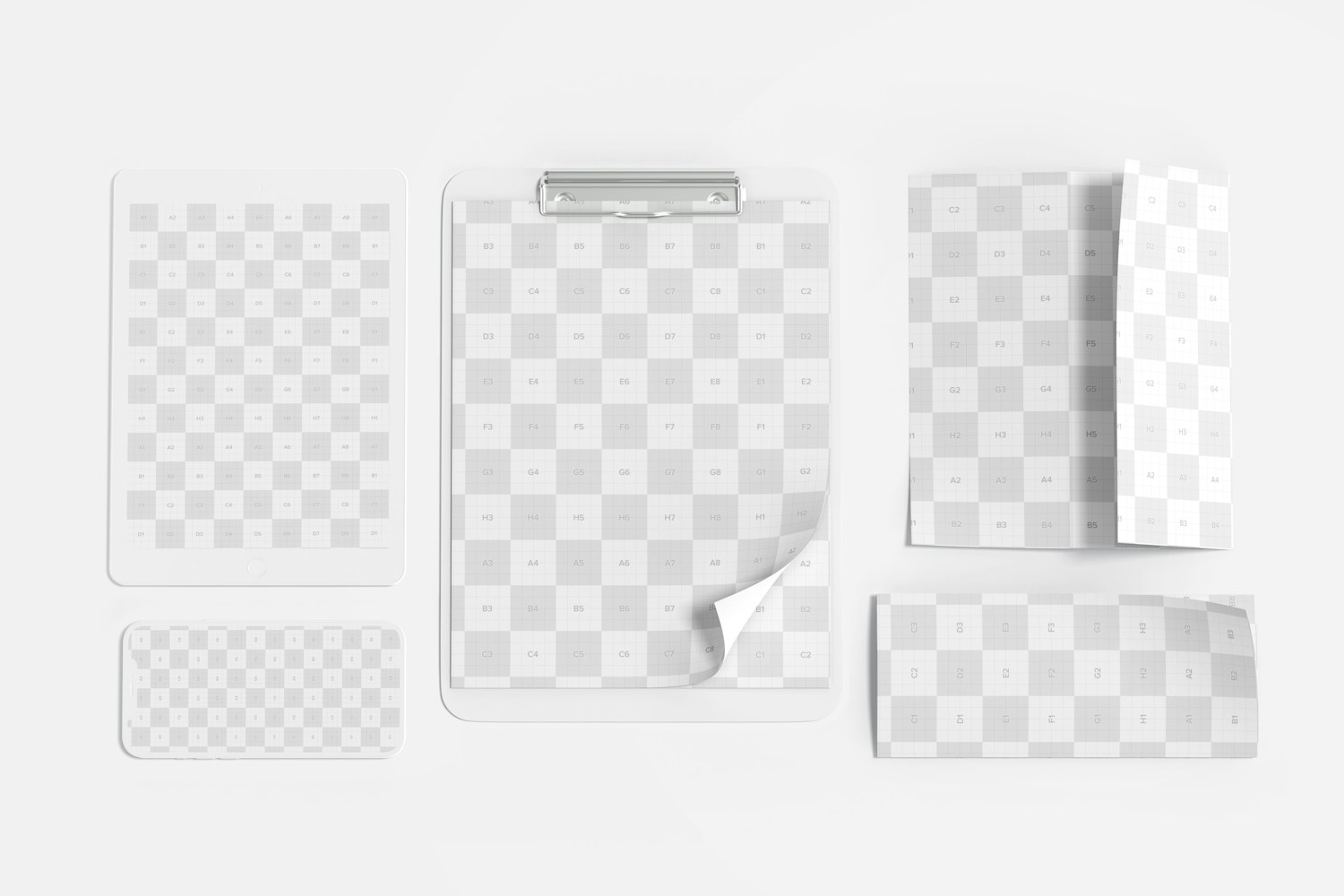 Stationery with Devices Mockup, Top View