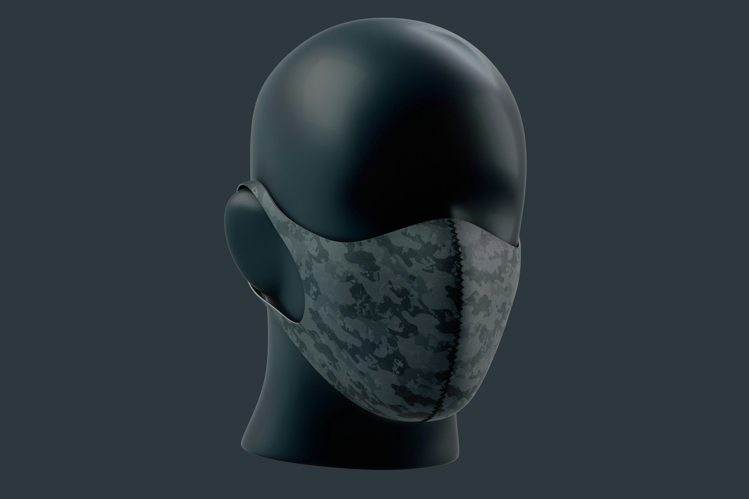 Neoprene Guard Face Mask Mockup, Front Half-Side View
