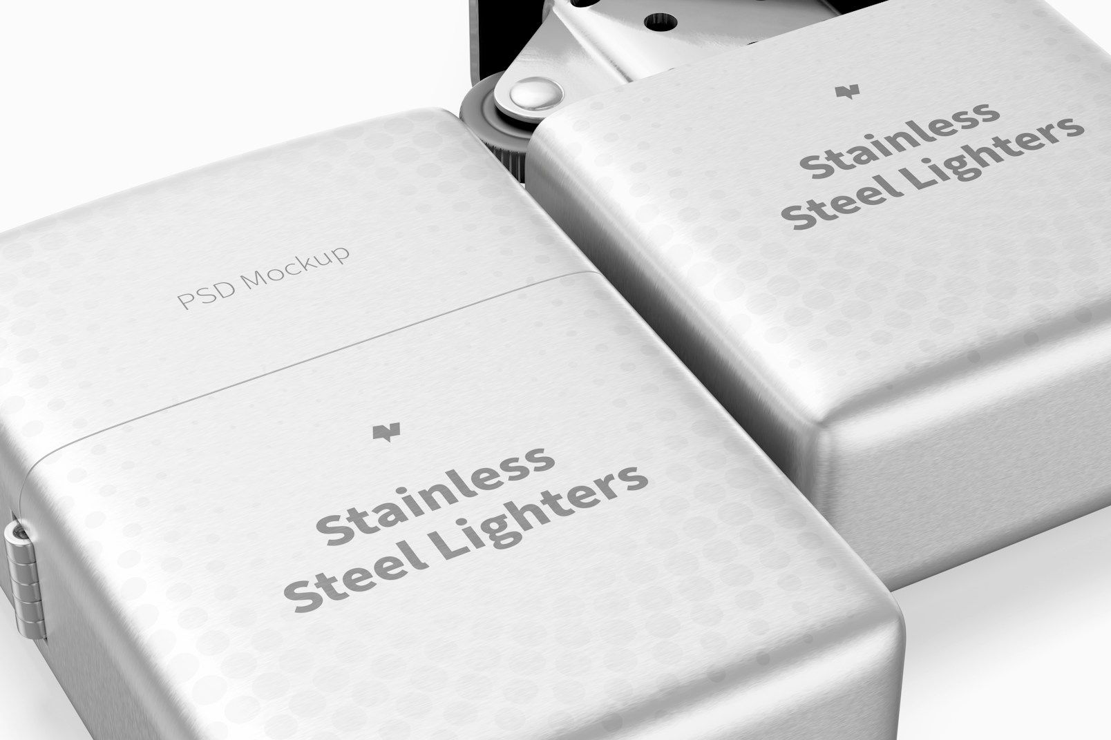 Stainless Steel Lighter Mockup, Close Up
