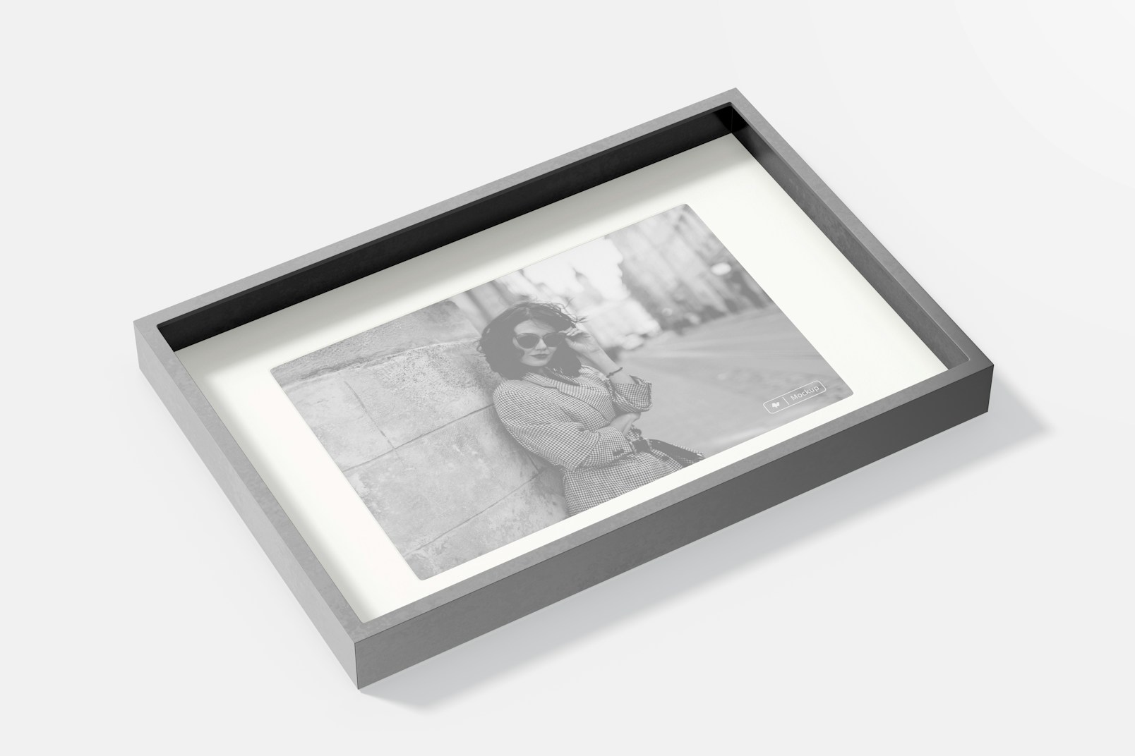 Metallic Large Shadow Gallery Box Frame Mockup, Perspective View