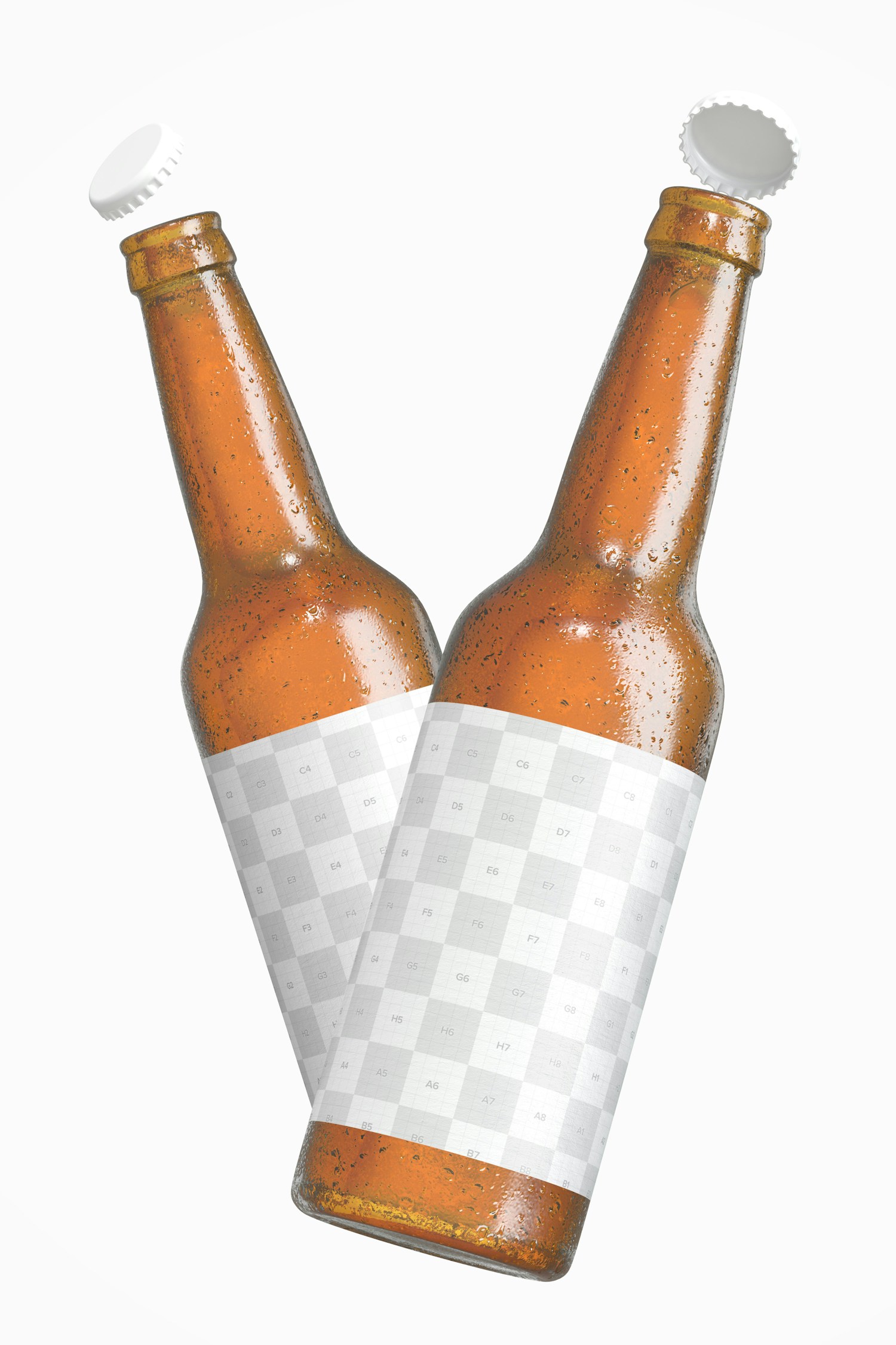 Beer Bottles Mockup, Floating