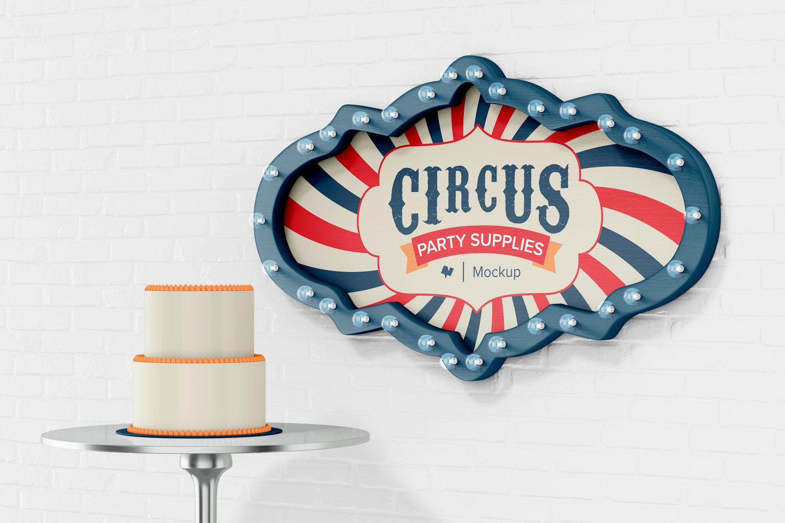 Circus Party Sign Mockup, Left View