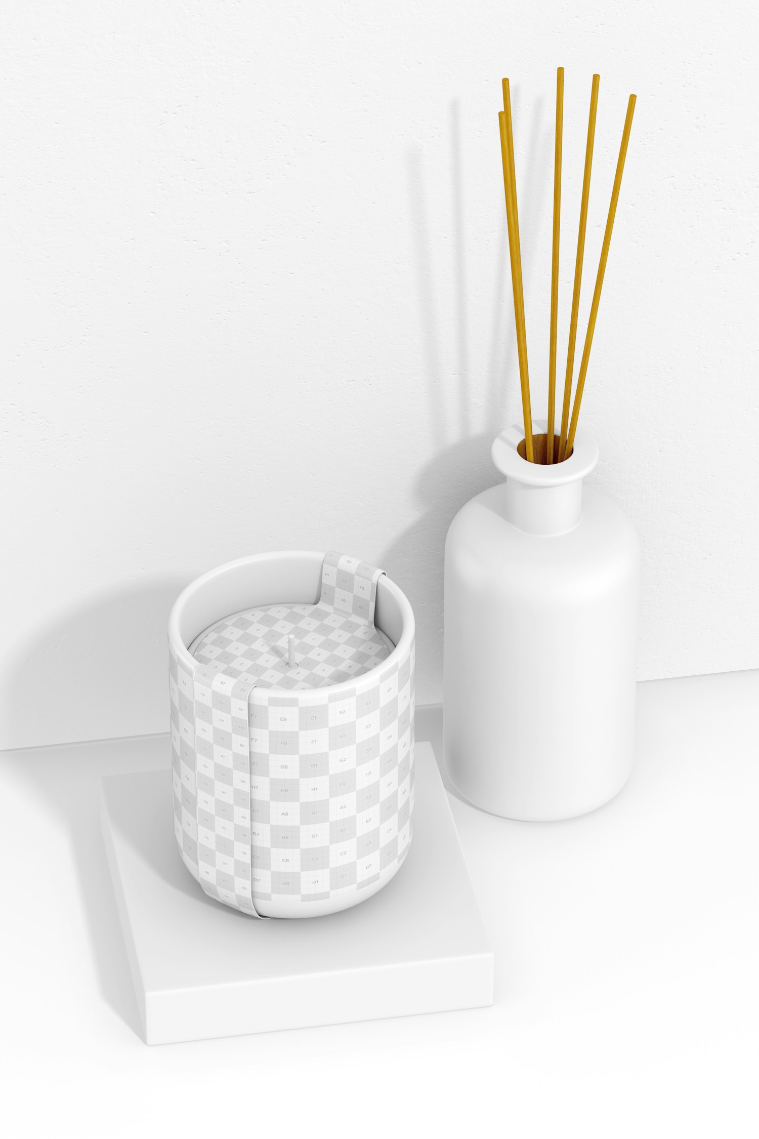 Spa Candle Jar with Label Mockup, with Diffuser