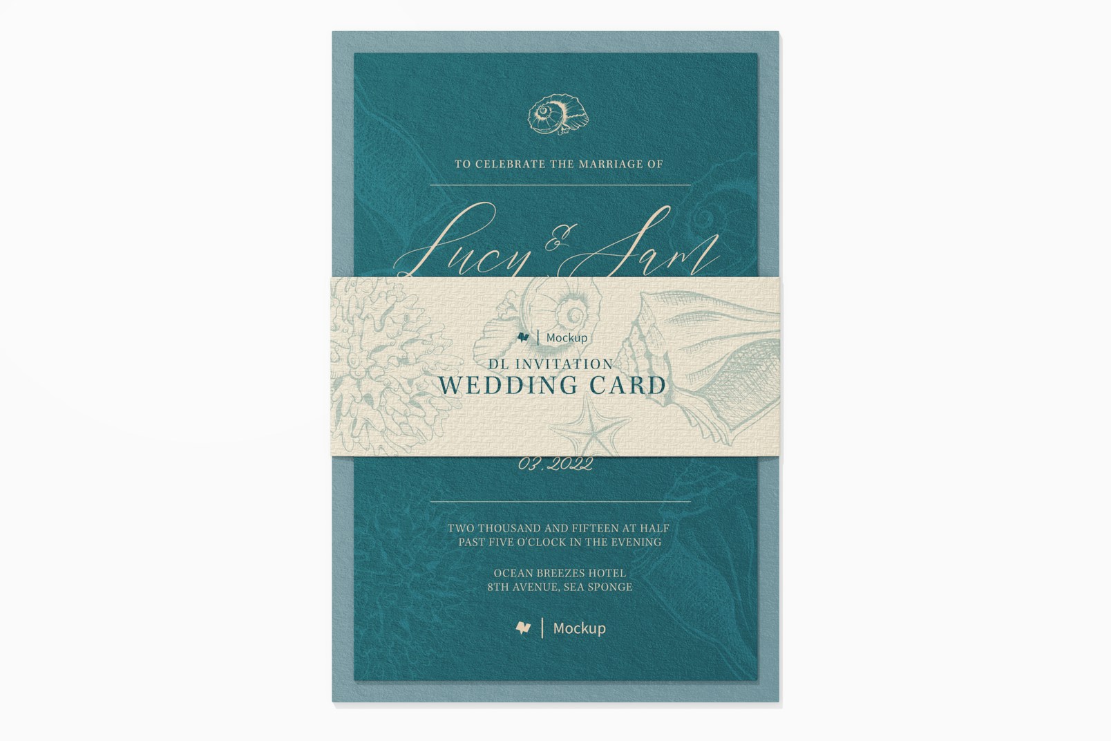 DL Invitation Wedding Card Mockup, Top View