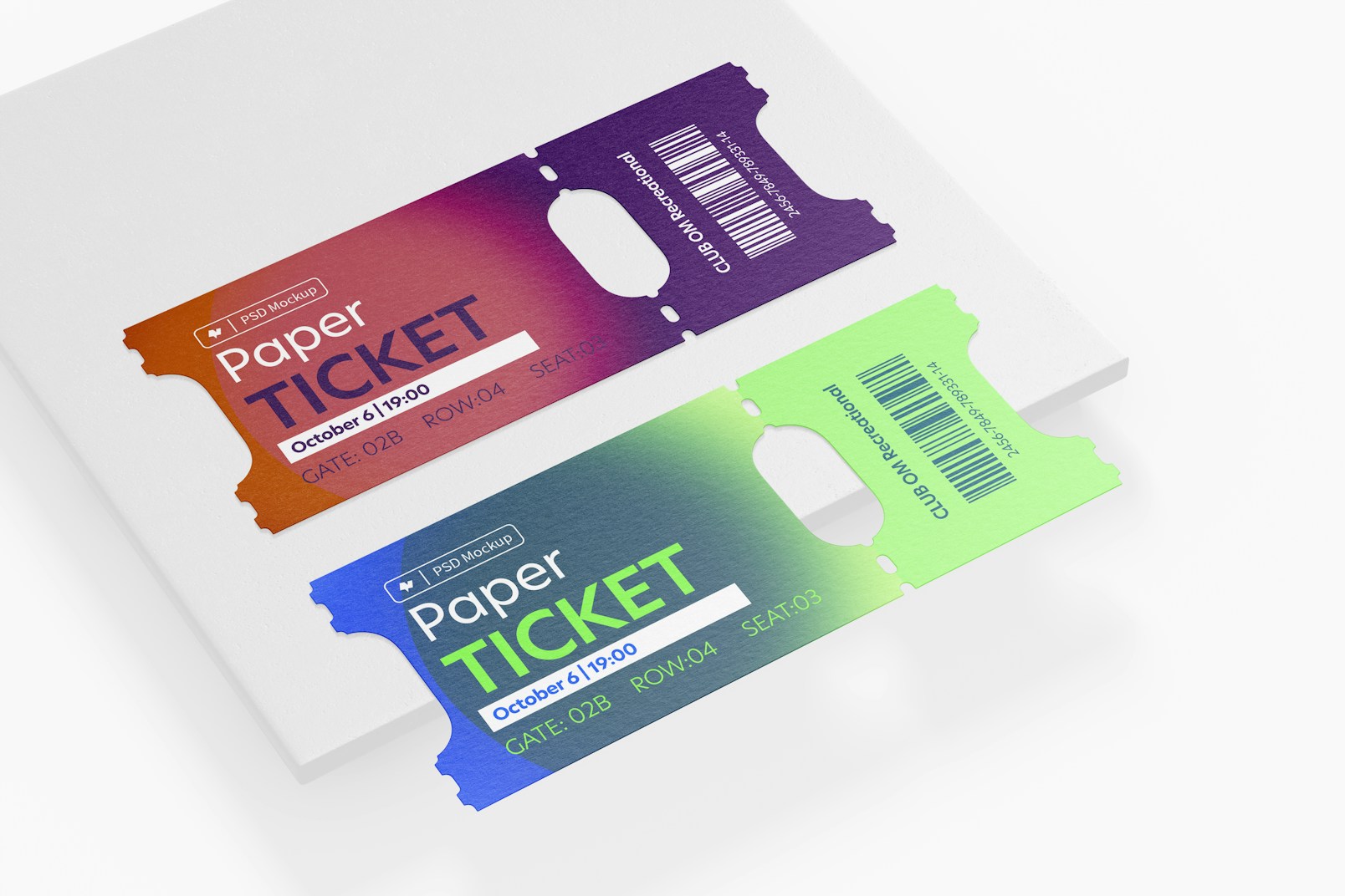 Paper Tickets Mockup, Perspective