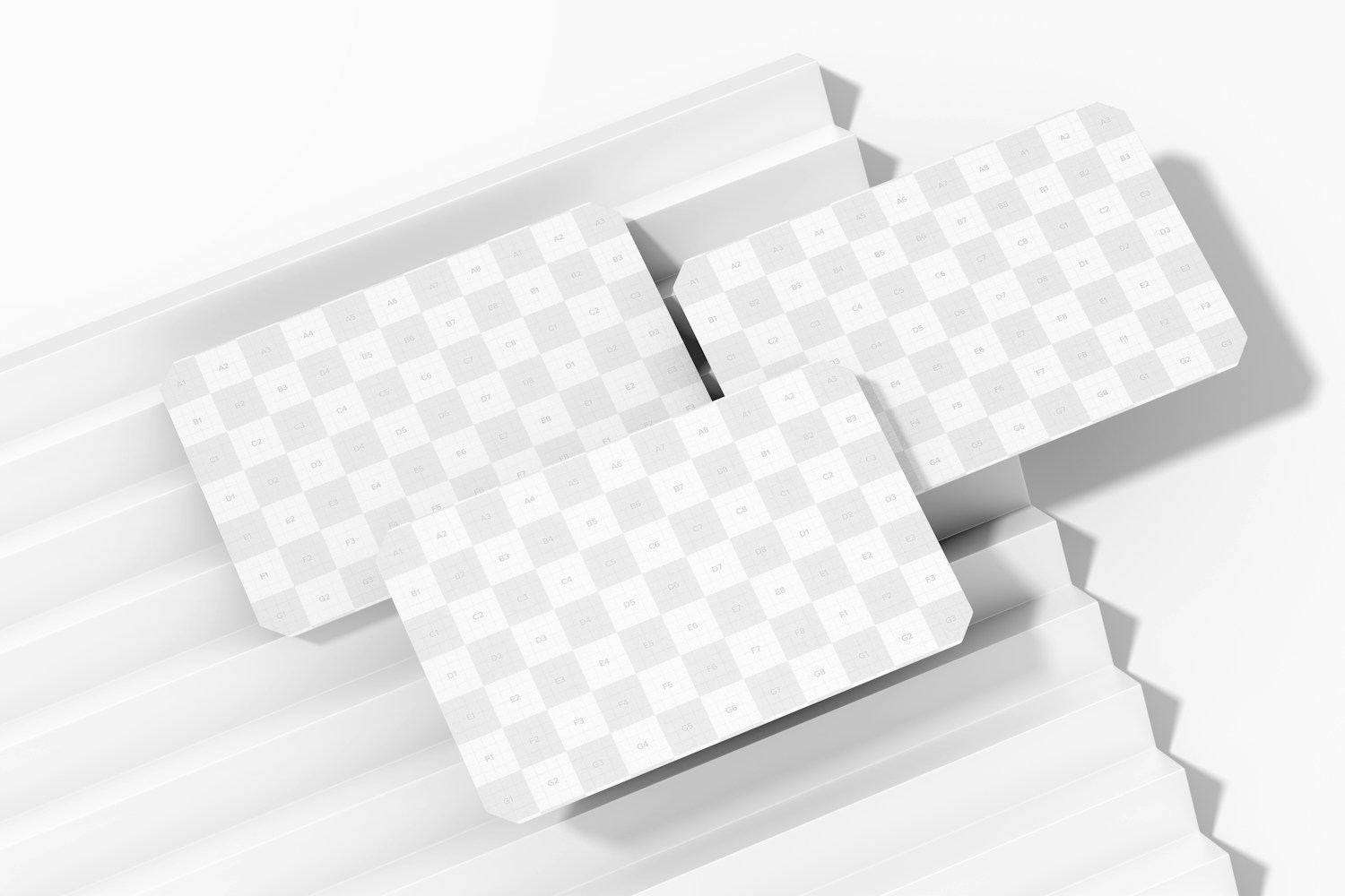 Business Cards with Beveled Corners Mockup, Top View
