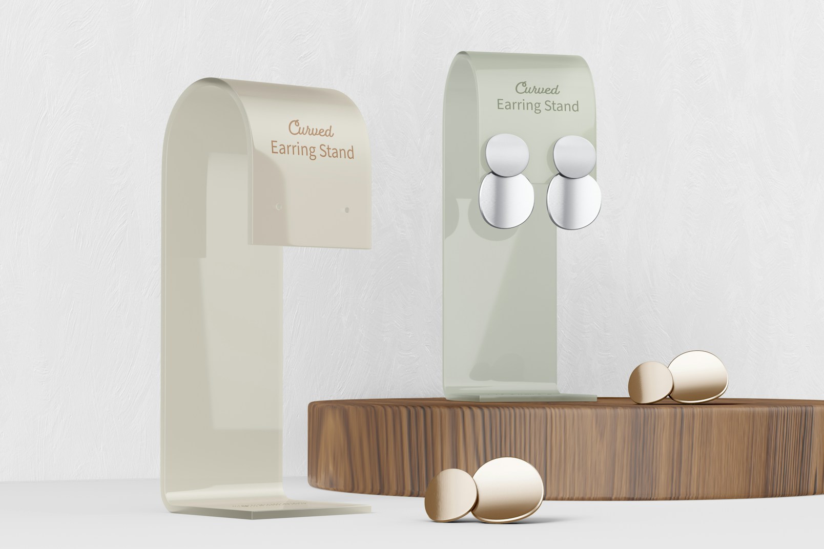 Curved Earring Stands Mockup