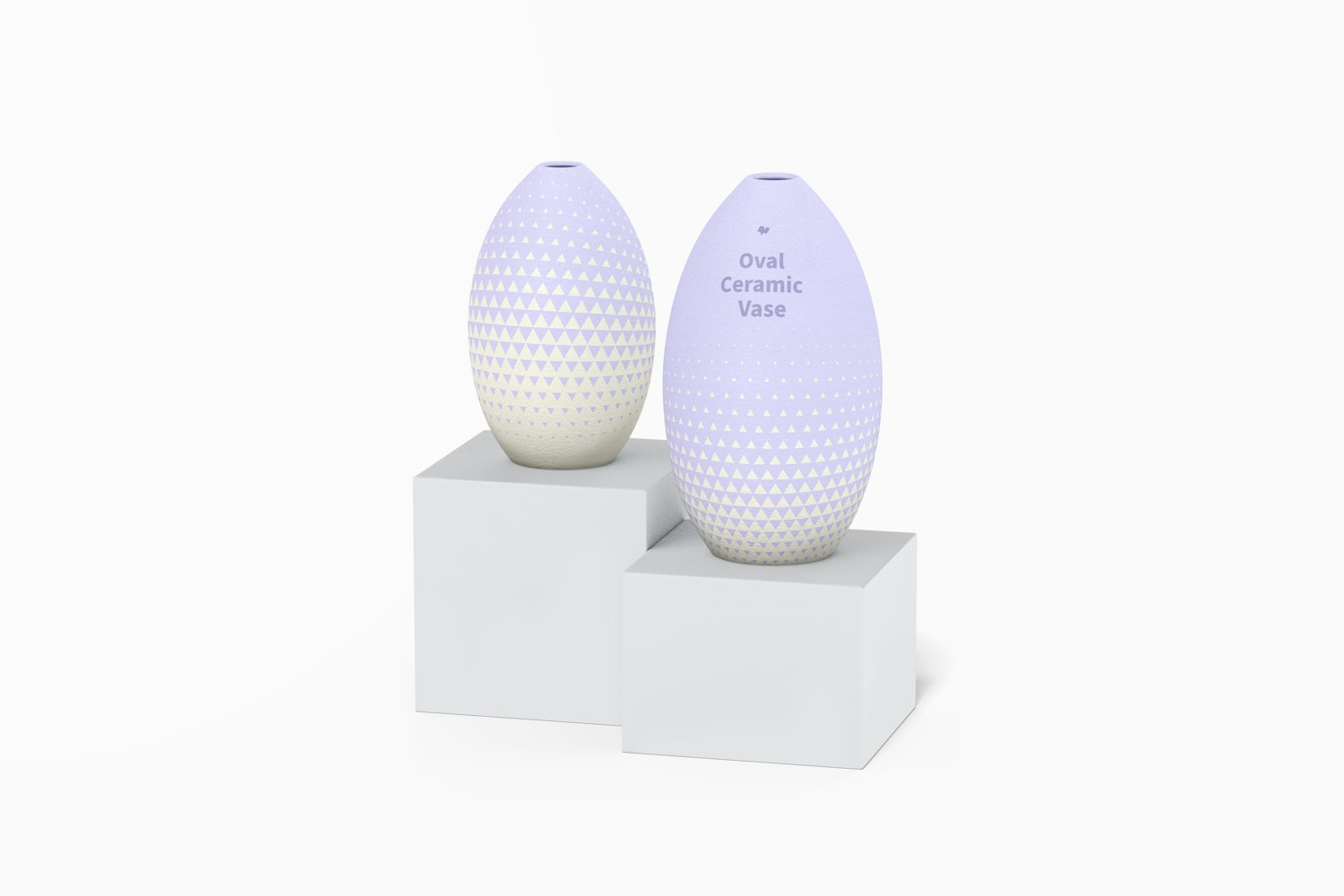 Oval Ceramic Vase Set Mockup, Perspective Oval Ceramic Vase Set Mockup, Perspective