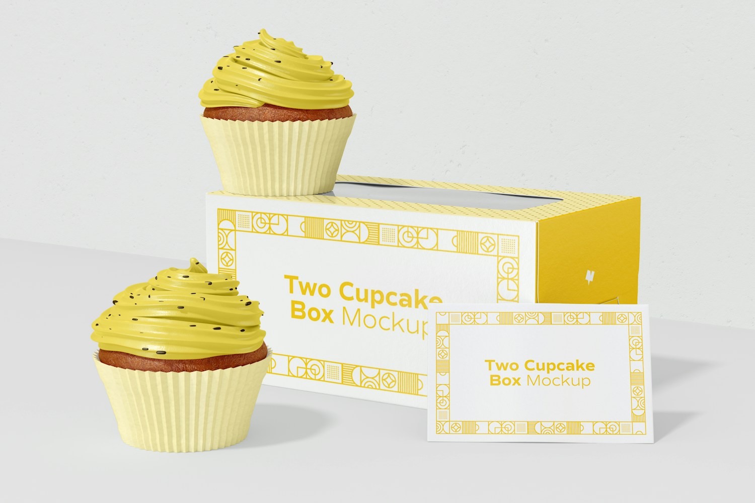 Two Cupcake Box Mockup, Perspective View Two Cupcake Box Mockup, Perspective View