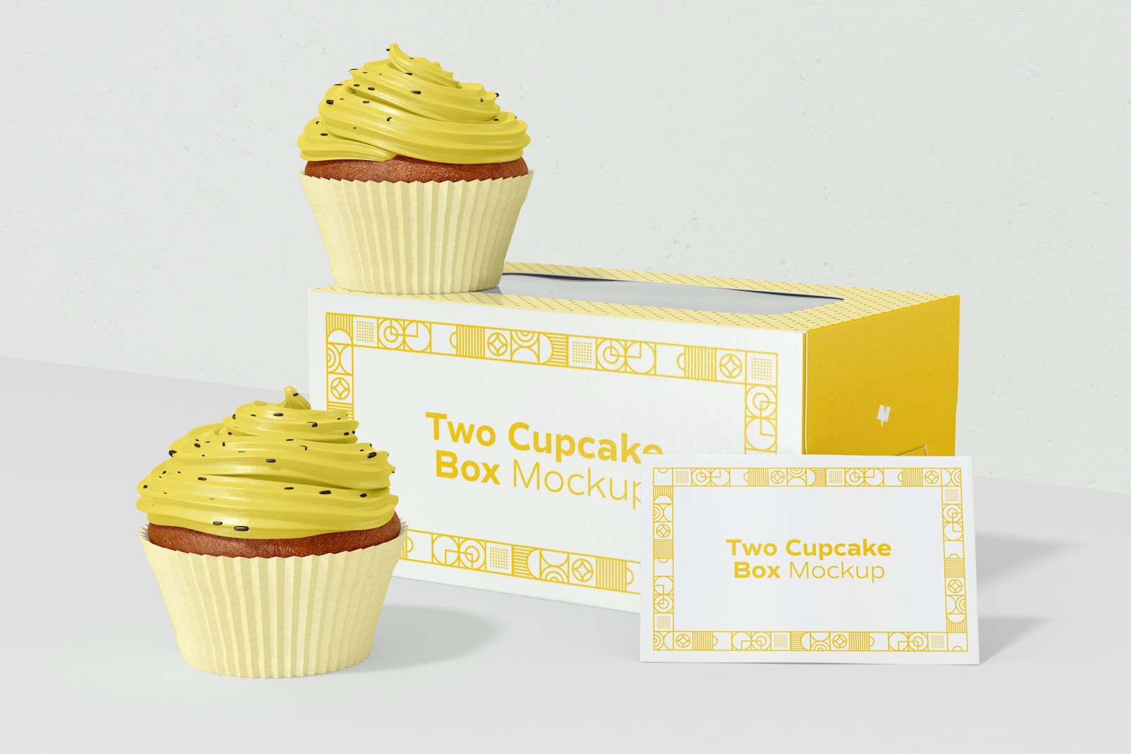 Two Cupcake Box Mockup, Perspective View