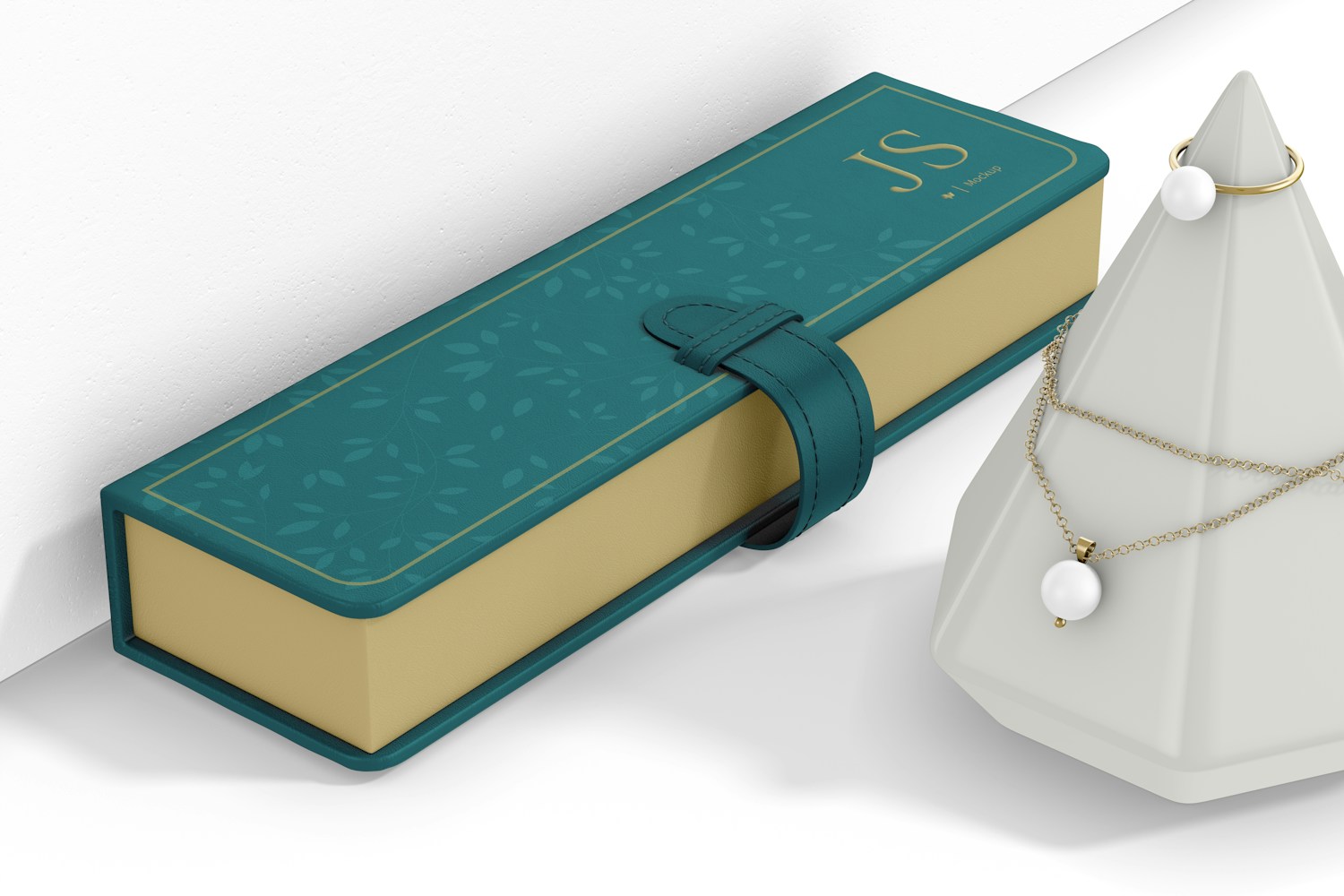 Large Necklace Box Mockup, Right View Large Necklace Box Mockup, Right View