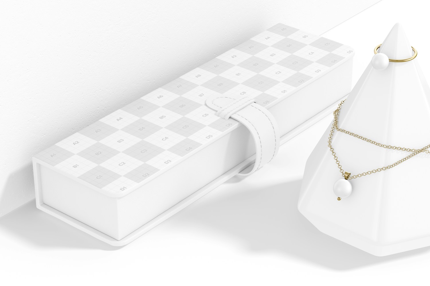 Large Necklace Box Mockup, Right View