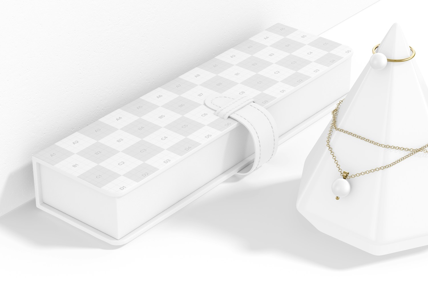 Large Necklace Box Mockup, Right View Large Necklace Box Mockup, Right View