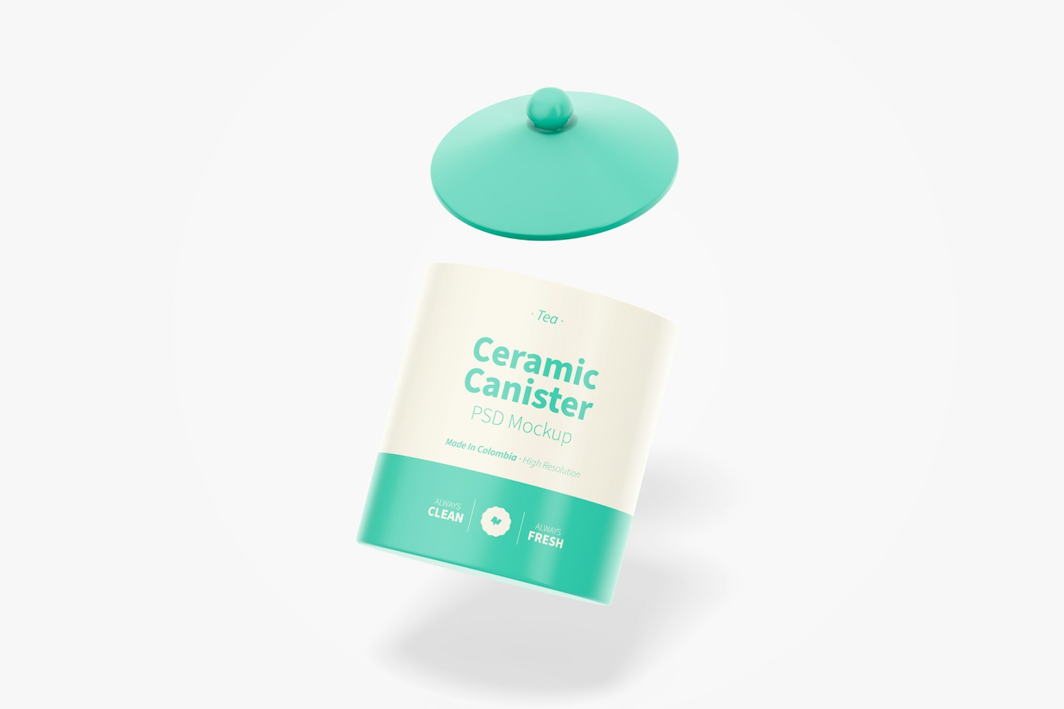 Ceramic Canister with Lid Mockup, Falling Ceramic Canister with Lid Mockup, Falling