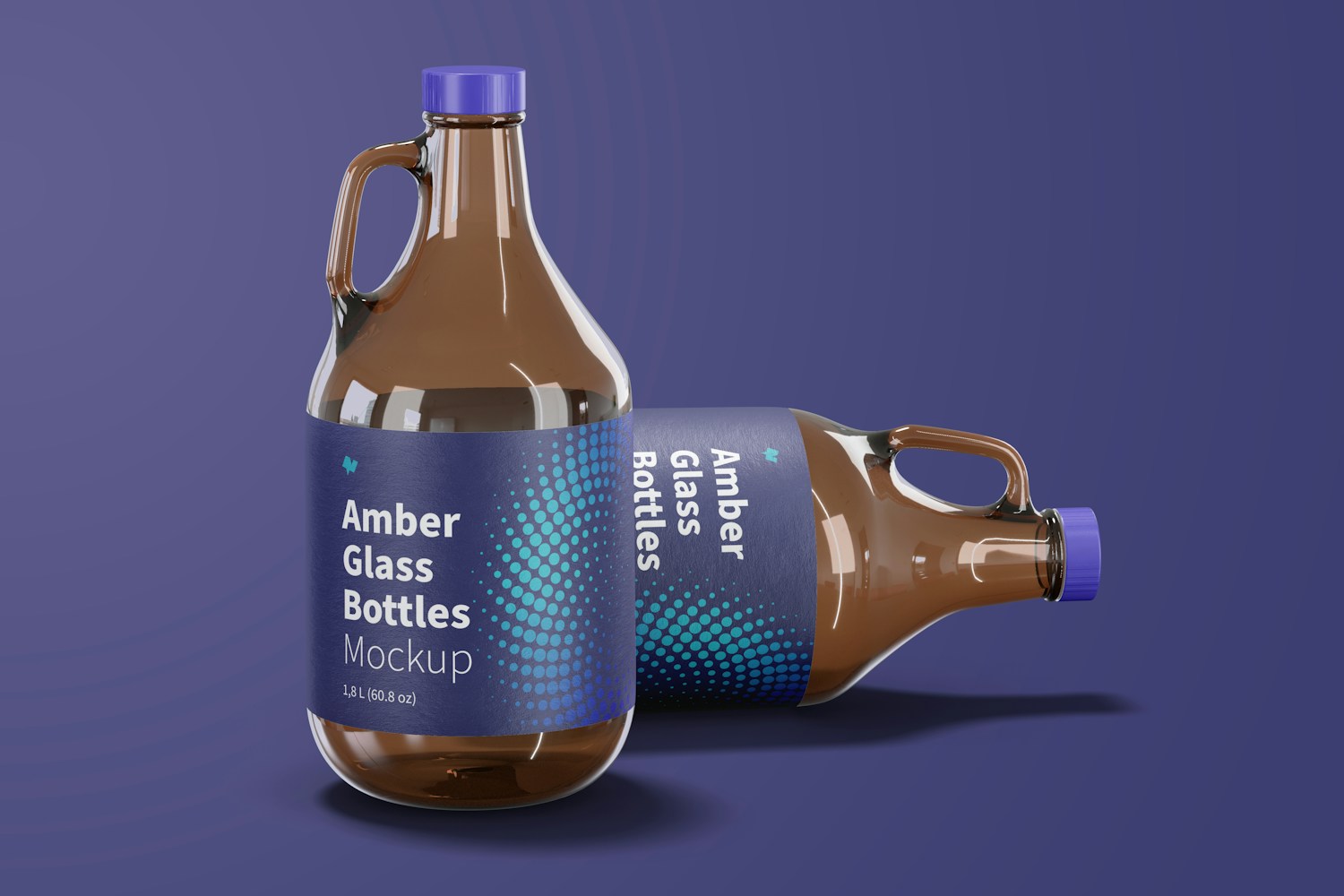 Amber Glass Bottles with Handle Jar Mockup