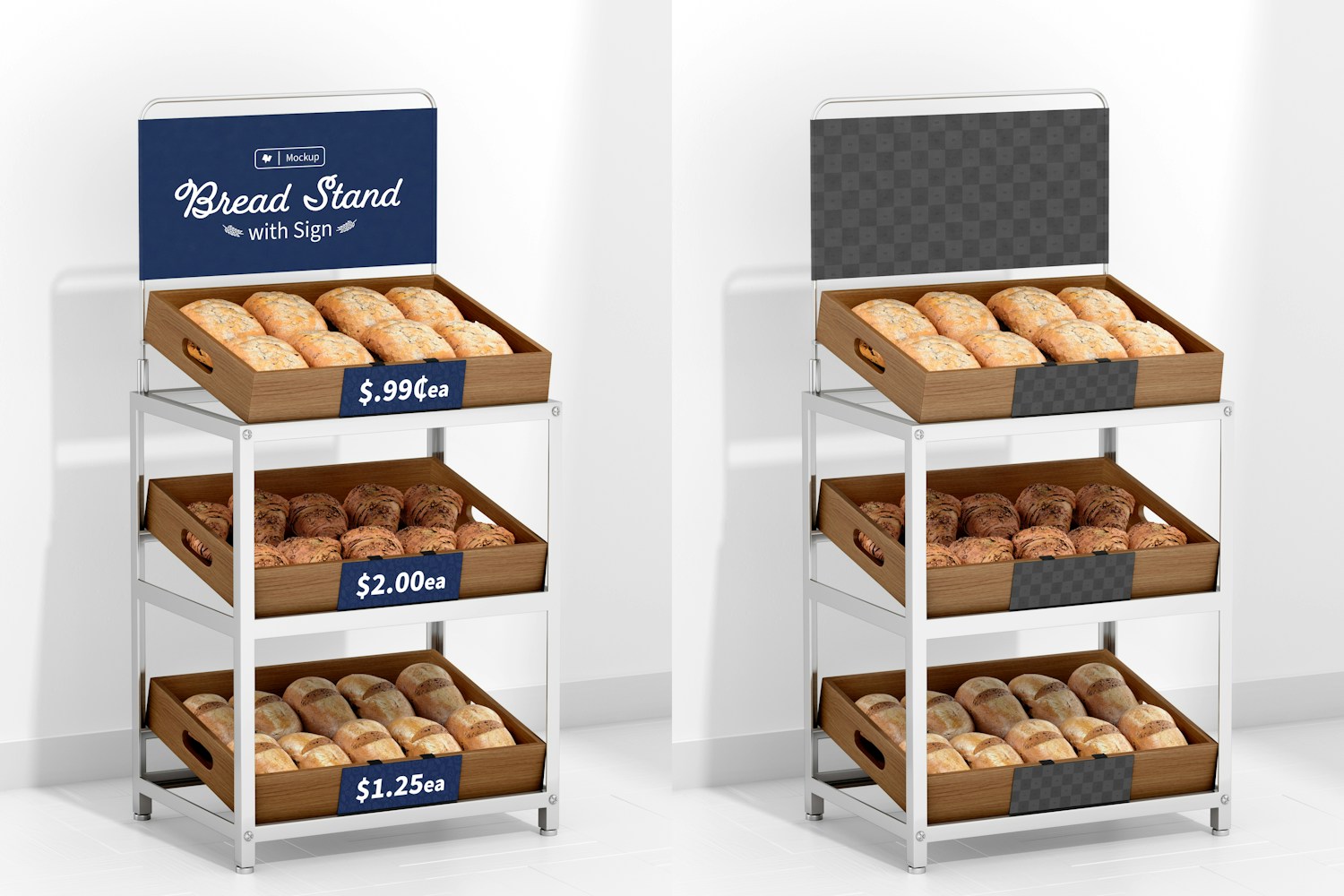 Maqueta de Puesto para Pan con Letrero, Vista Izquierda Maqueta de Puesto para Pan con Letrero, Vista Izquierda