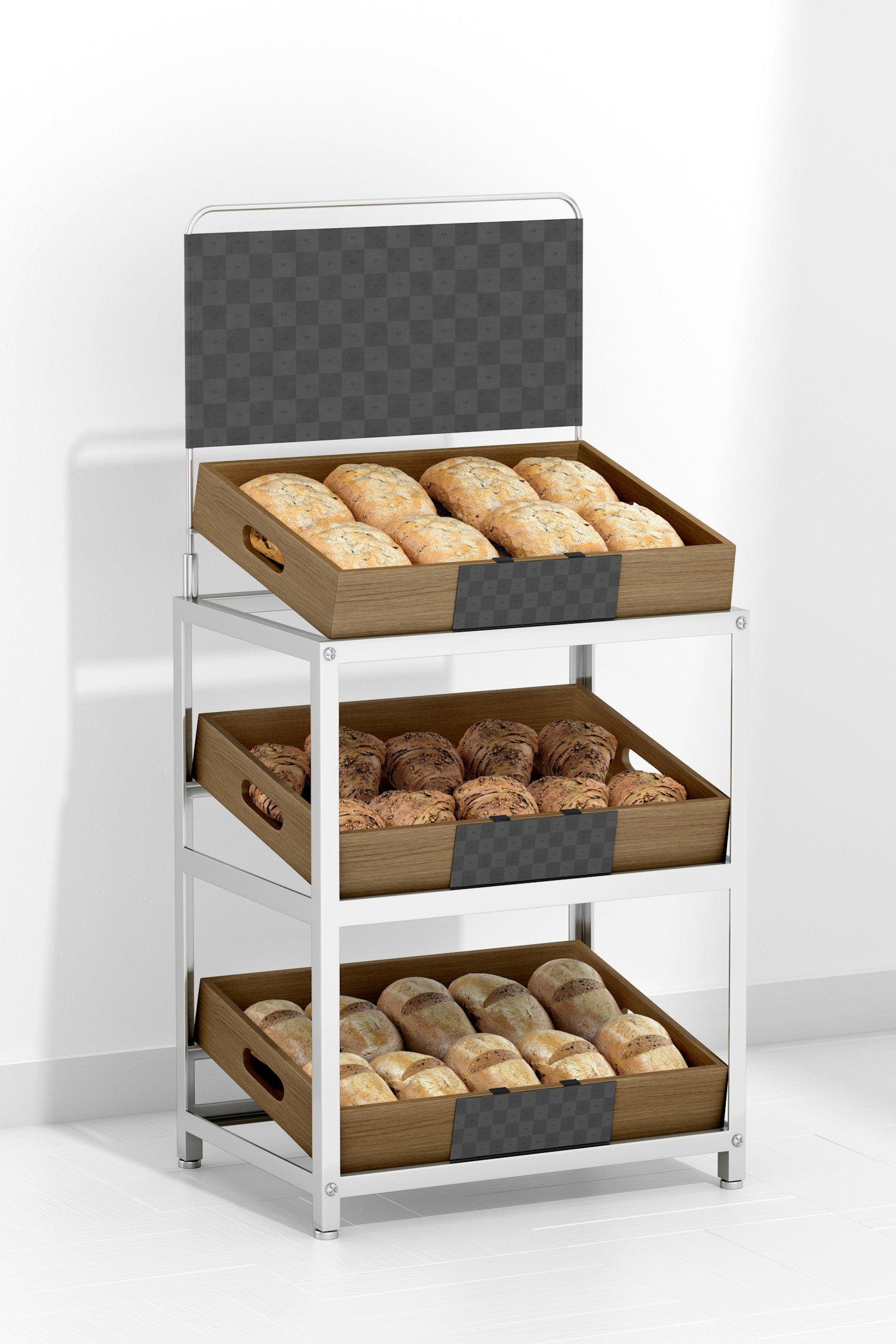 Maqueta de Puesto para Pan con Letrero, Vista Izquierda Maqueta de Puesto para Pan con Letrero, Vista Izquierda