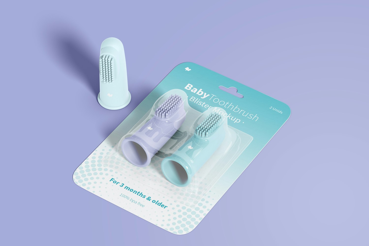 Baby Toothbrush Blister Mockup, Perspective