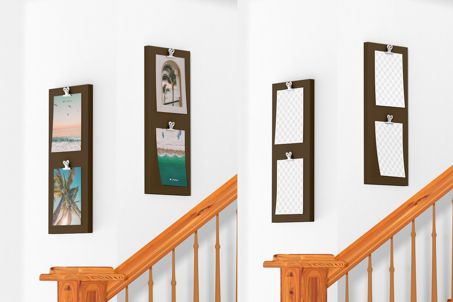 Double Photo Boards Mockup, on Stairs
