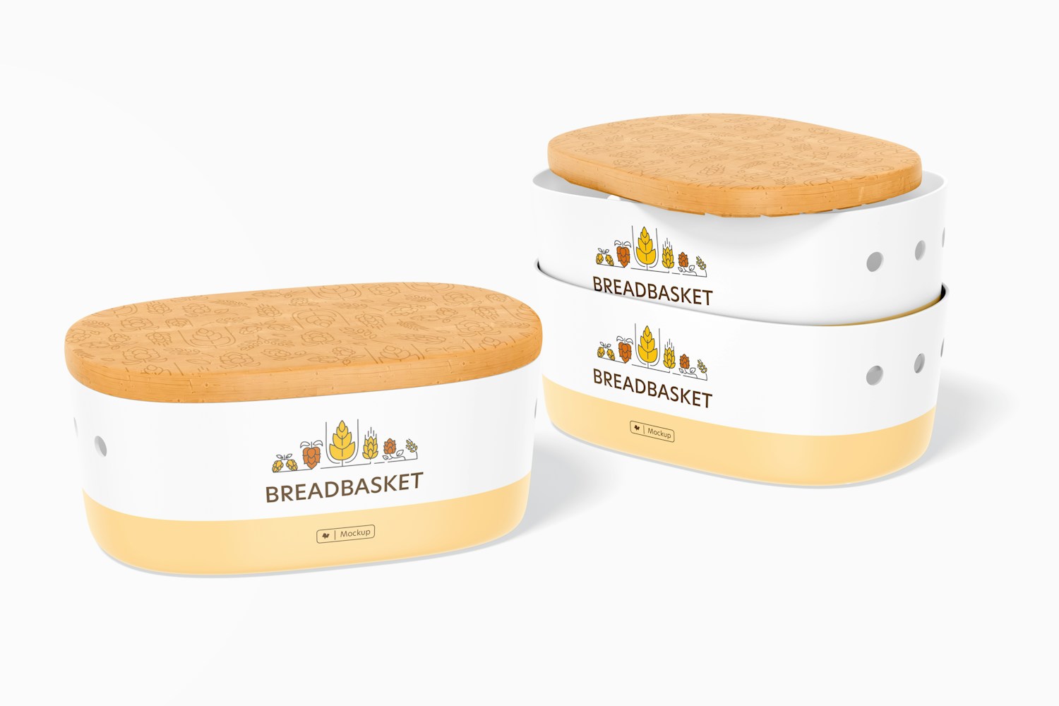 Breadbaskets Mockup, Stacked Breadbaskets Mockup, Stacked
