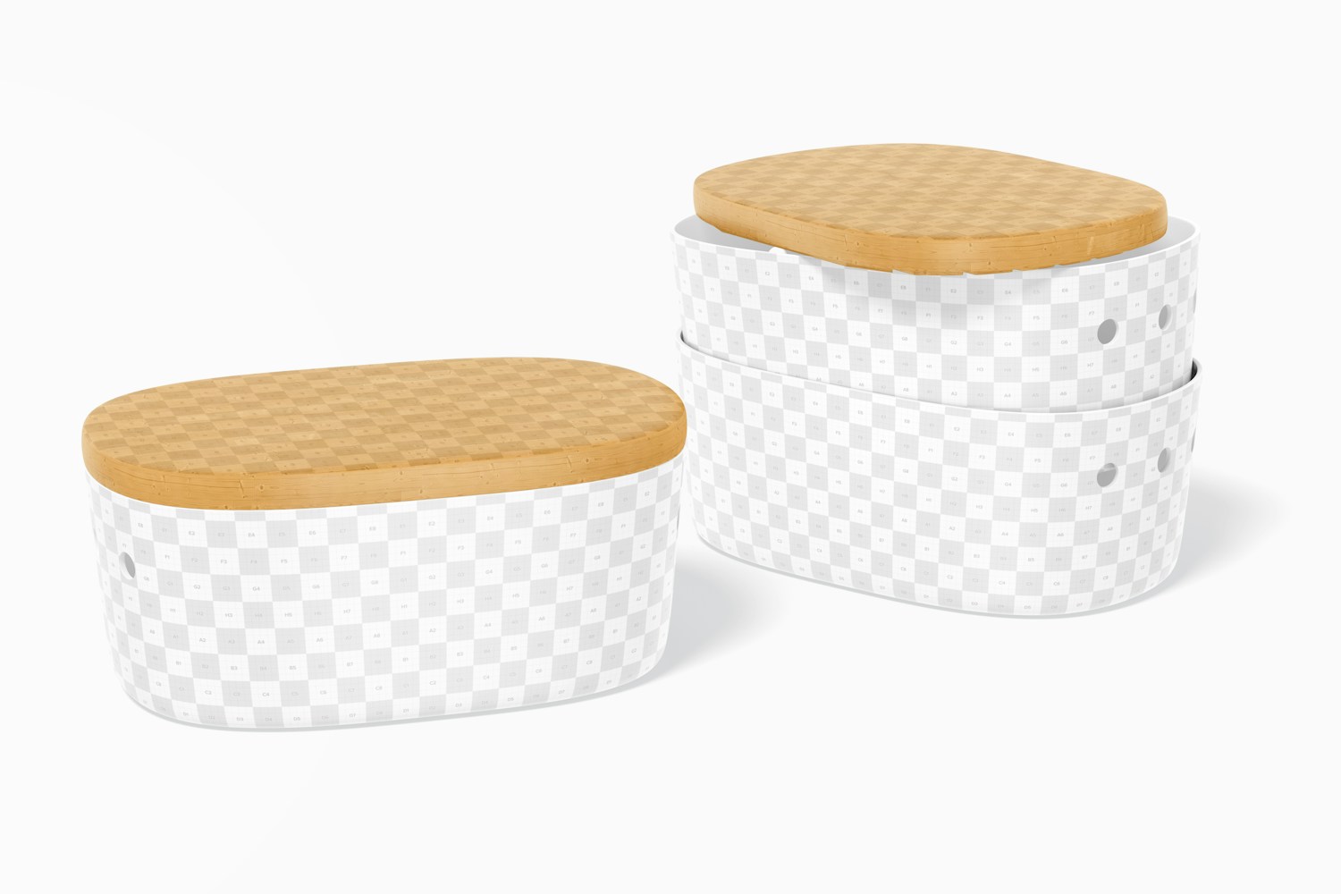Breadbaskets Mockup, Stacked Breadbaskets Mockup, Stacked