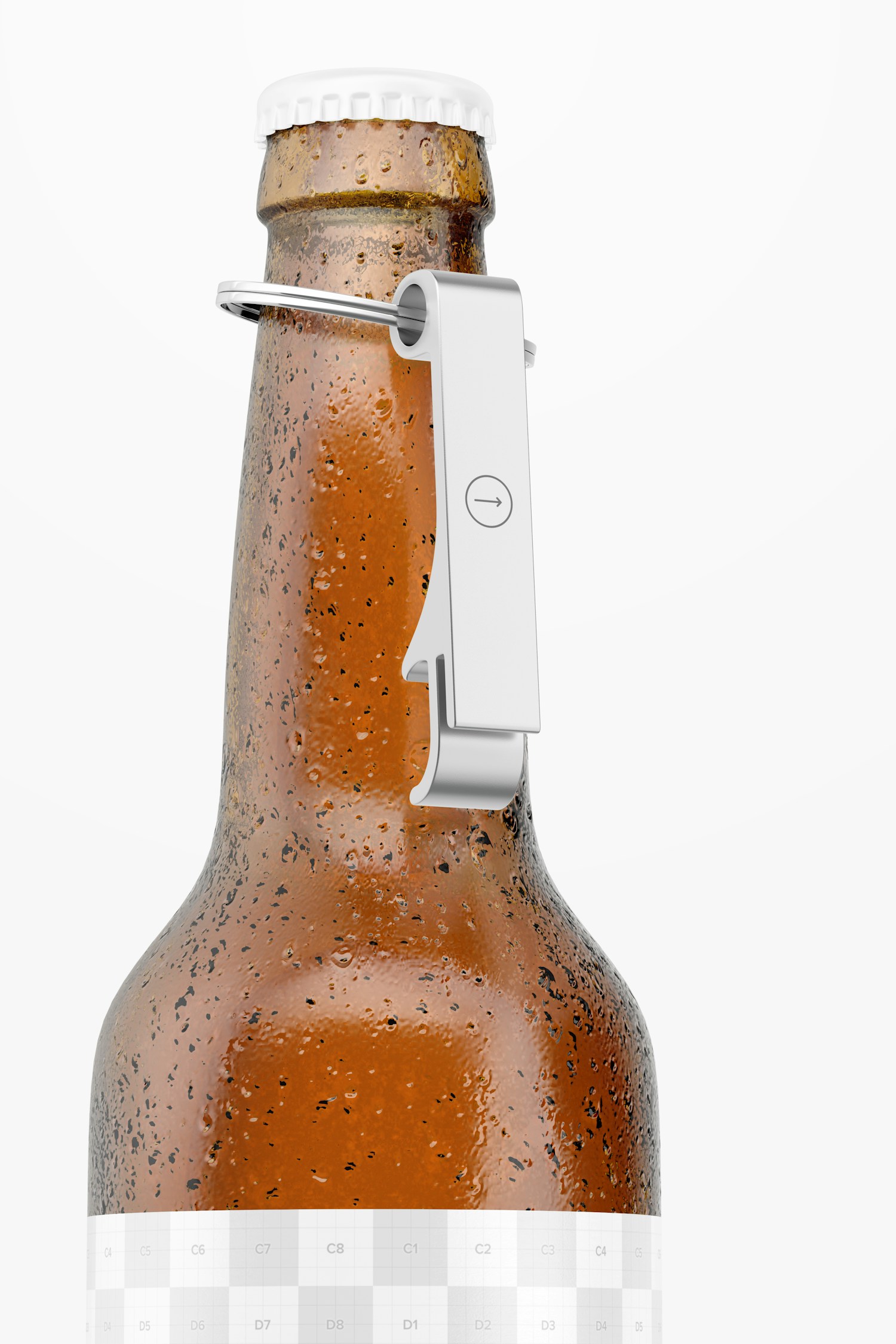 Aluminium Bottle Opener on Bottle Mockup
