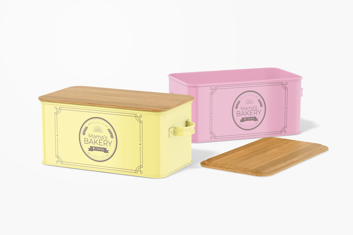 Bakery Boxes With Bamboo Lid Mockup