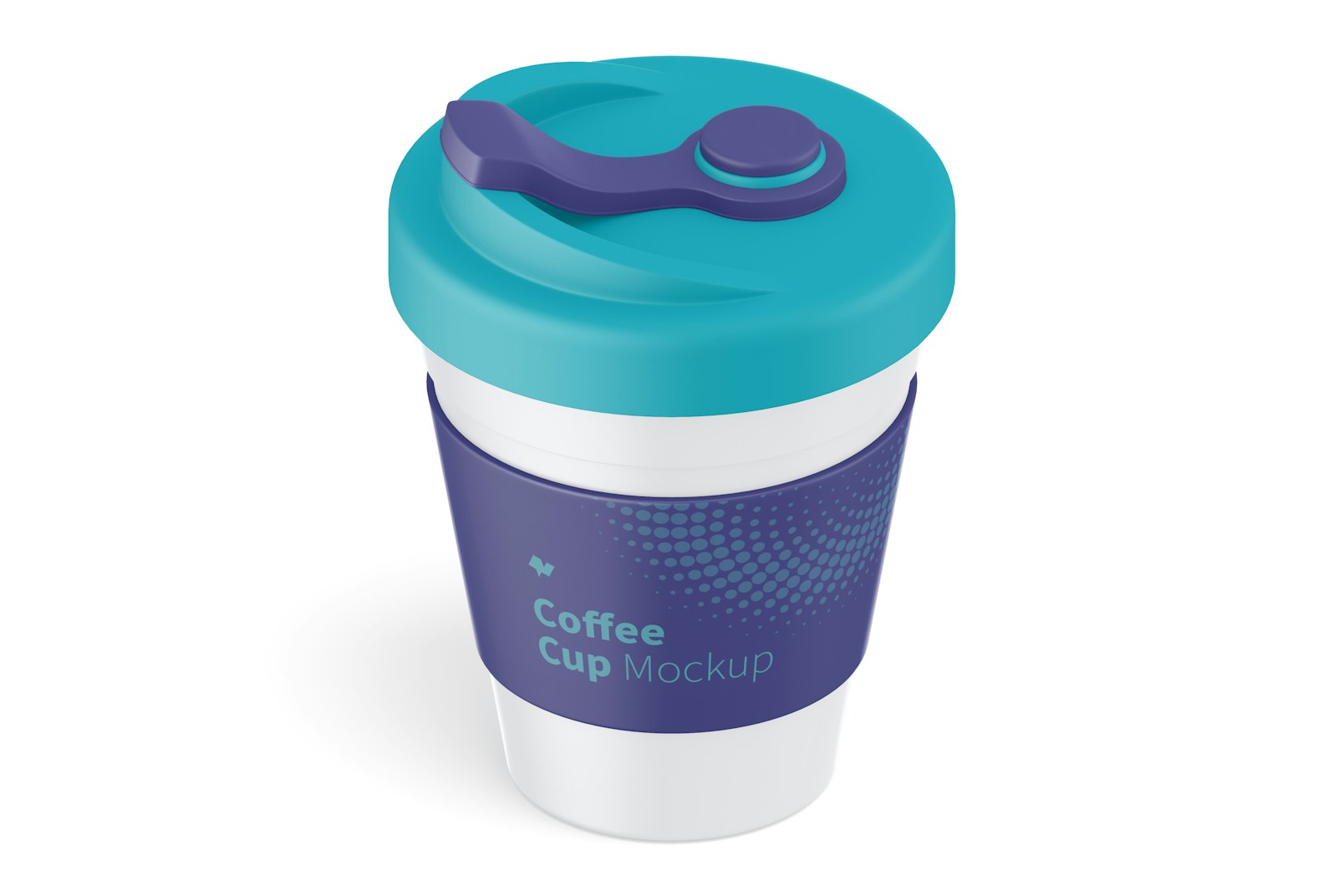 Coffee Cup with Lid Mockup, Isometric Left View