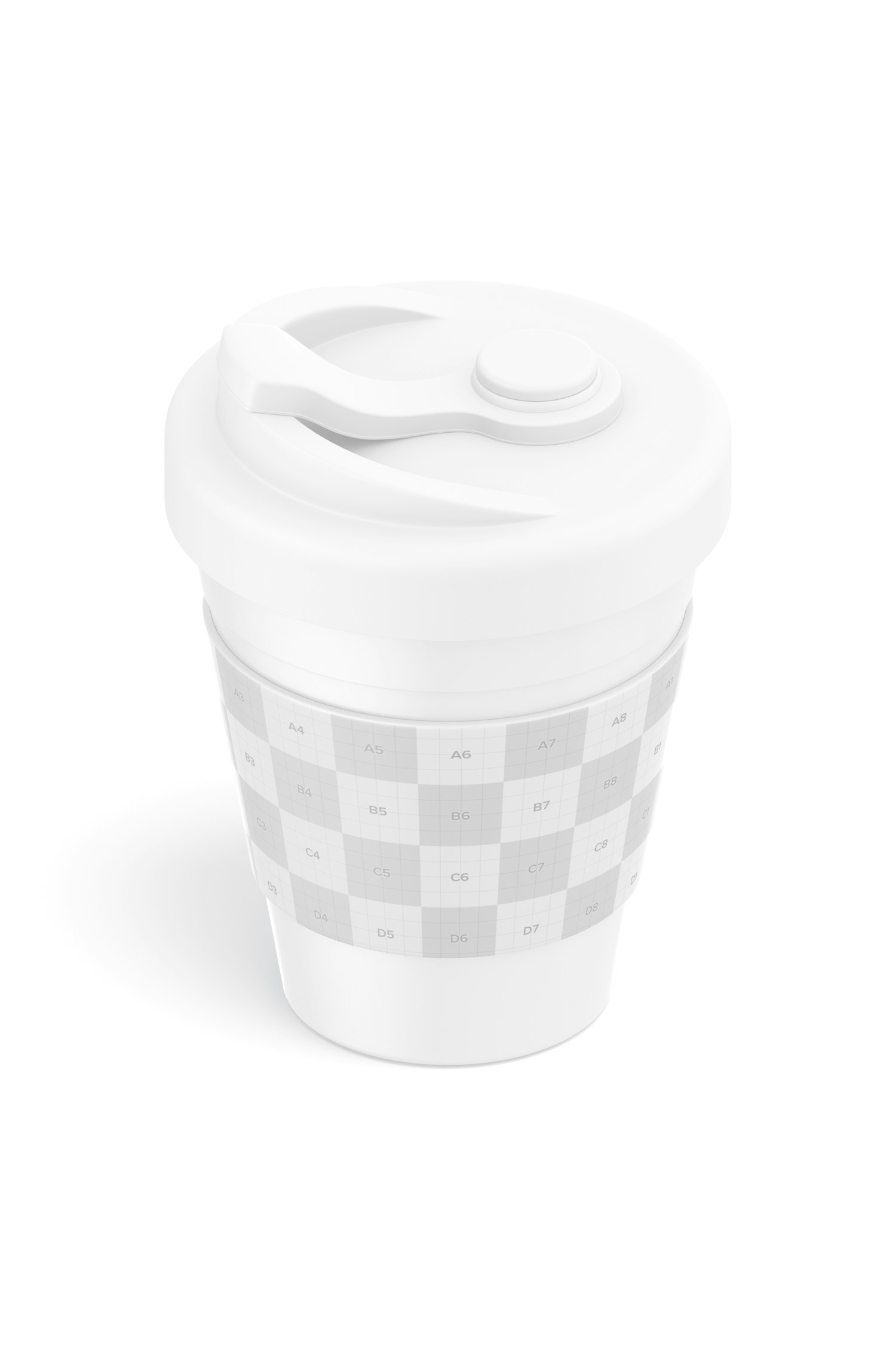 Coffee Cup with Lid Mockup, Isometric Left View