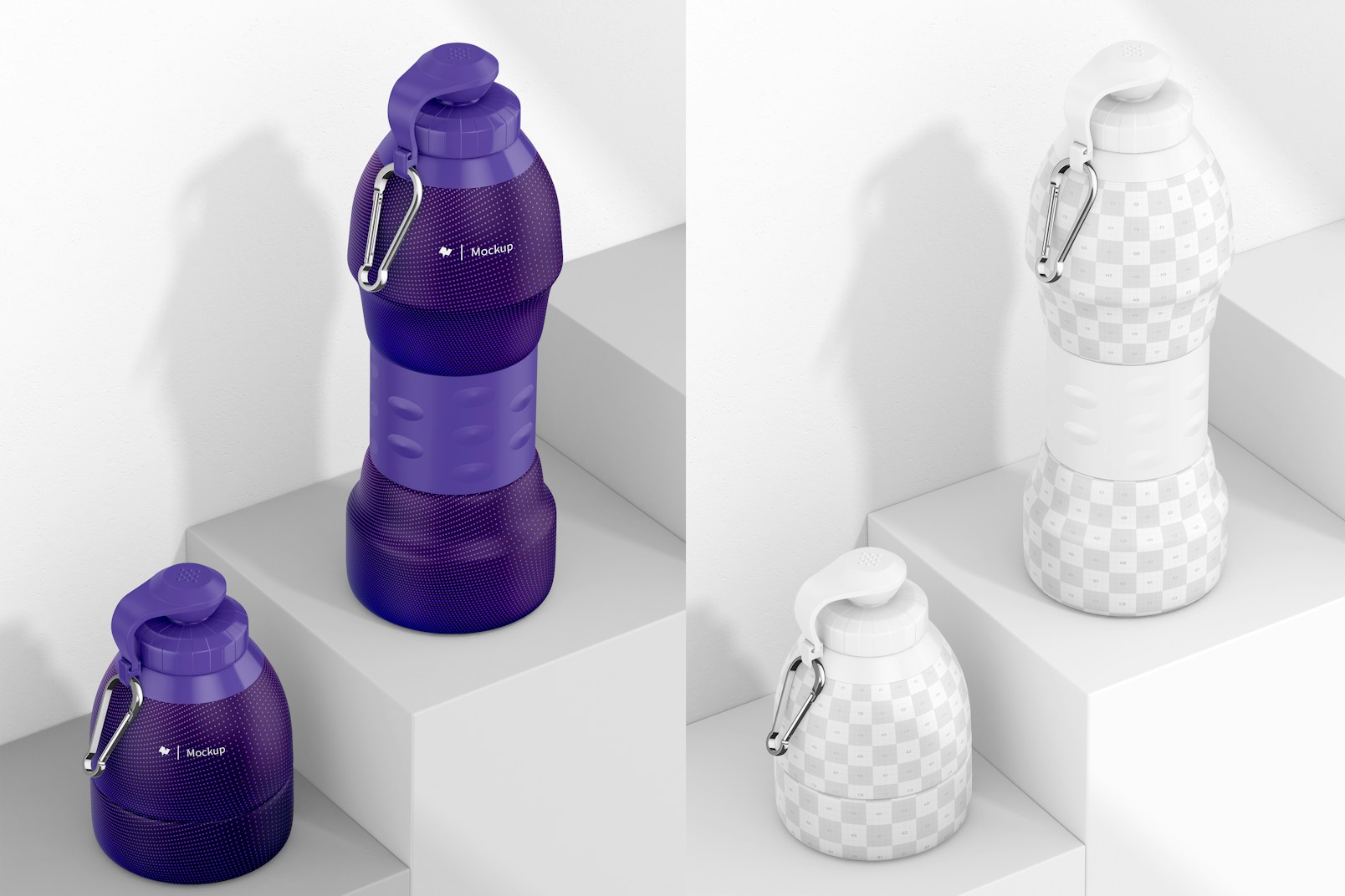 Collapsible Silicone Water Bottle on Podium Mockup