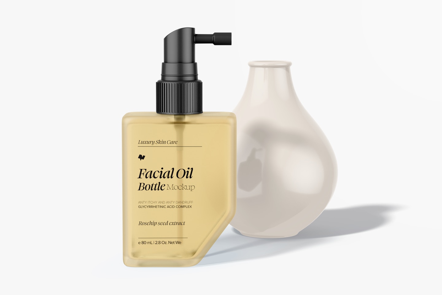 Facial Oil Bottle Mockup, Front View