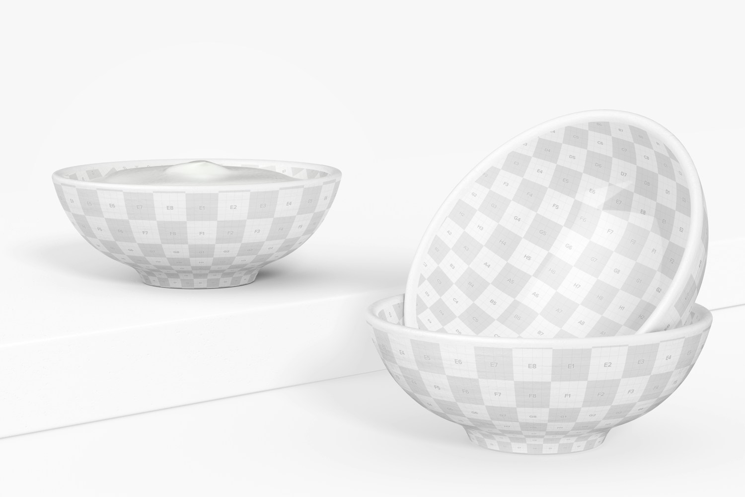 Small Sauce Dishes Mockup, Front View Small Sauce Dishes Mockup, Front View