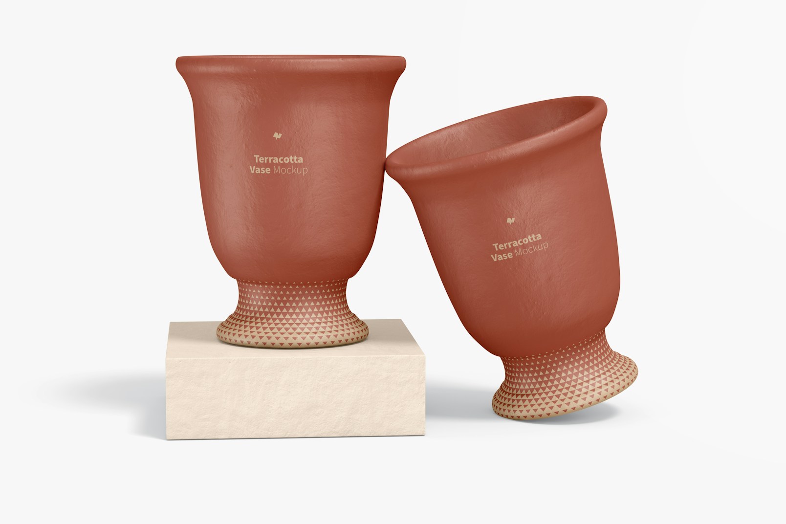 Terracotta Vases Mockup, Front View